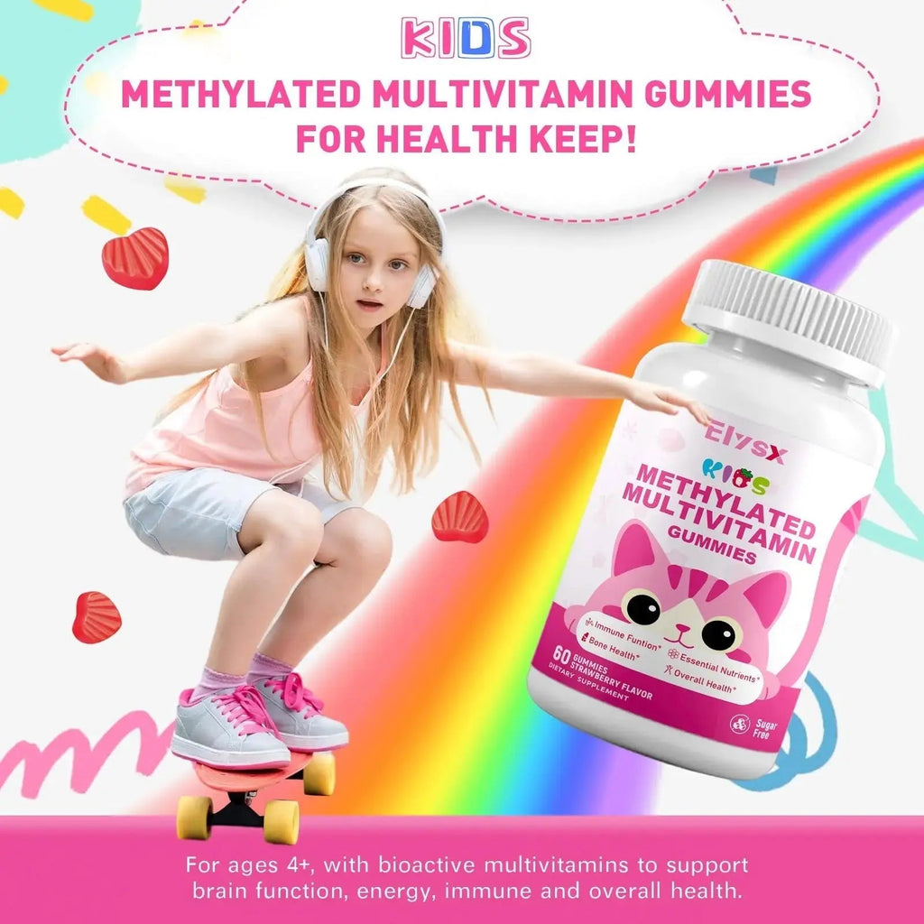 Elysx Kids Methylated Multivitamin Chewable Gummies, MTHFR Supplement with L Methylfolate, Magnesium, Biotin, Choline Elysx Au supplements
