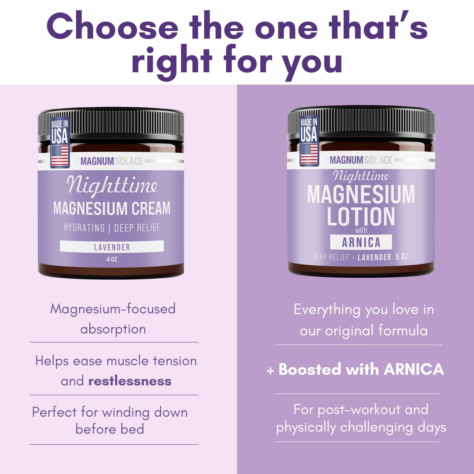 Magnum Solace Nighttime Magnesium Lotion with Arnica – Highly Concentrated Magnesium