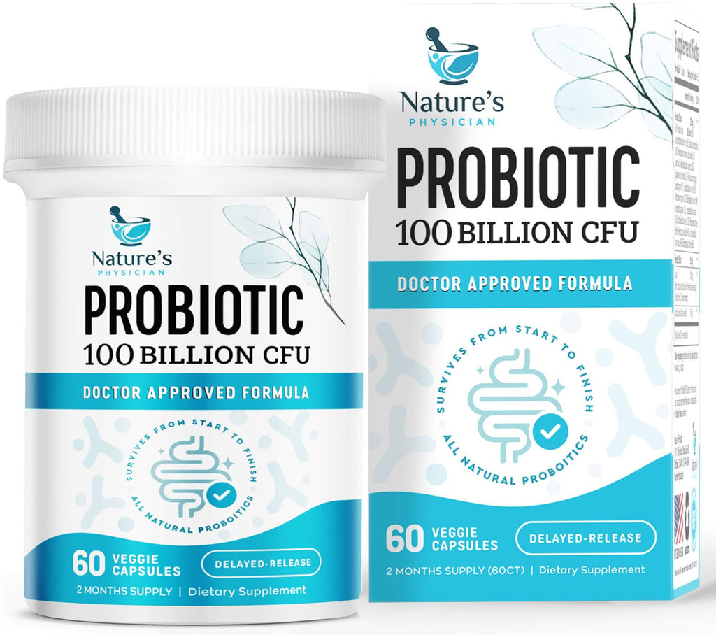 Nature's Physician Probiotics - 100 Billion CFU Per Capsule - 16 Strains + Prebiotics - Best Probiotic Supplement for Women & Men - Supports Immune,