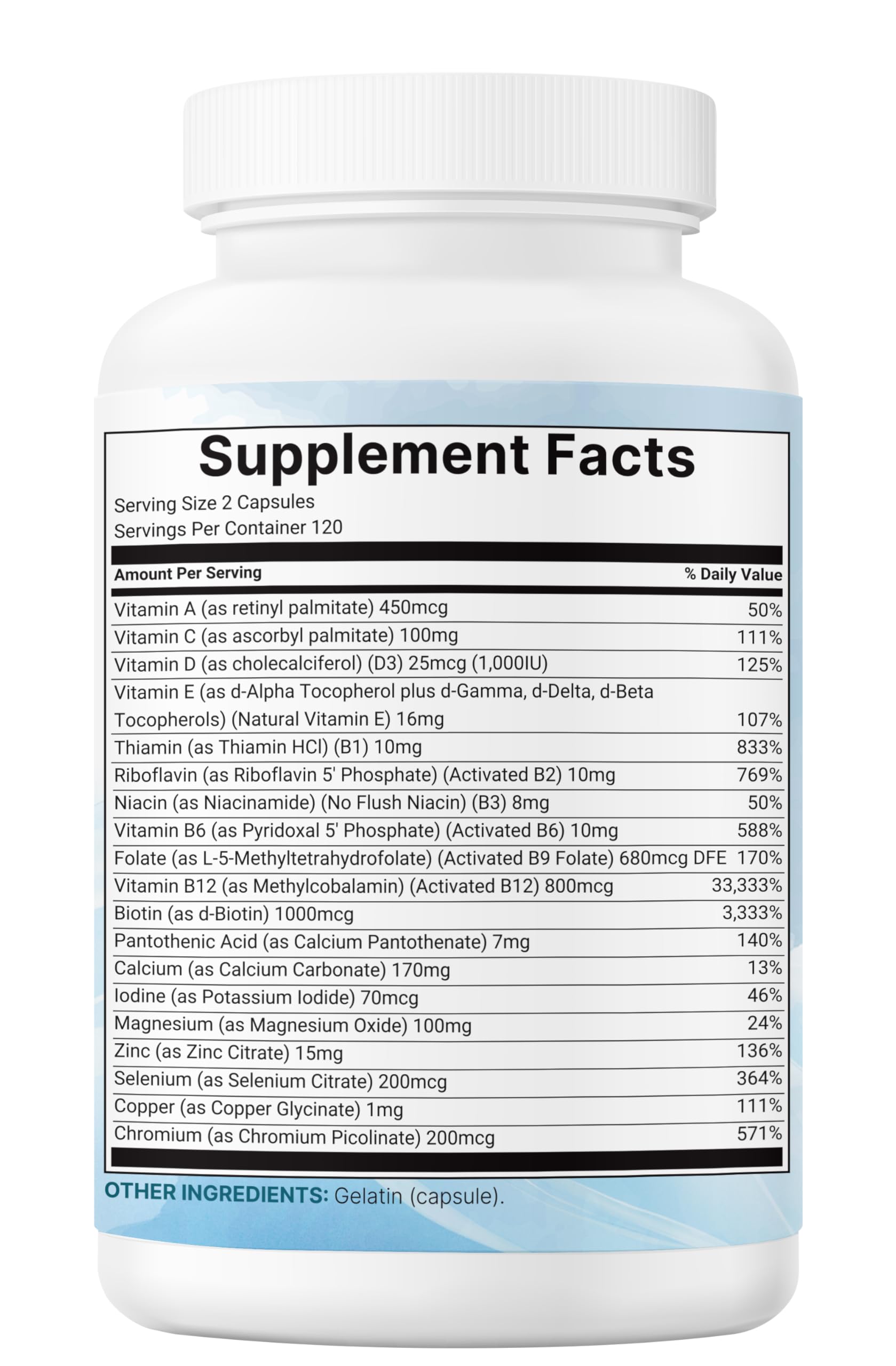 Micro Ingredients Pure Methylated Multivitamin, 240 Capsules | 19-in-1 Formula with Vitamins C, D, B12, Folate, Magnesium