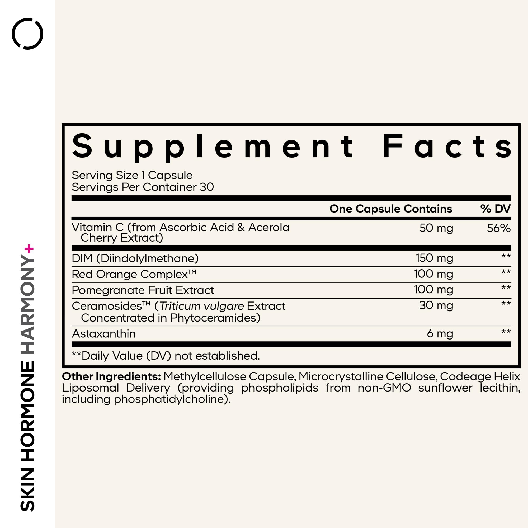 Codeage Skin Hormone Harmony+ Supplement – Skin Hair Support with Ceramosides, Red Orange Complex, Diindolylmethane, Astaxanthin, Vitamin C Ascorbic Acid, Liposomal Delivery – Non-GMO – 30 Capsules Codeage Au supplements