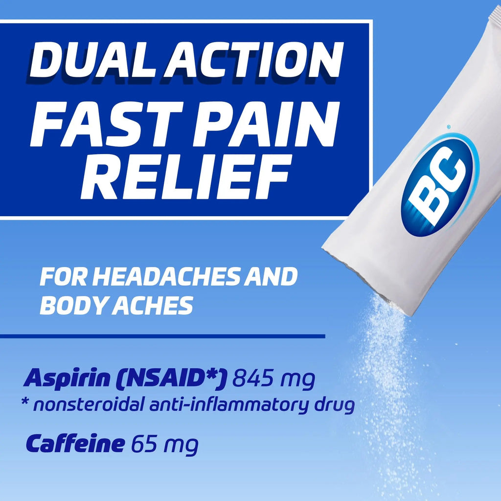 BC Original Headache Relief Powder, Dual-Action Aspirin & Caffeine Dissolve Packs, to Relieve Body Aches, Toothaches & Menstrual Cramps, 50 Count BC Au supplements
