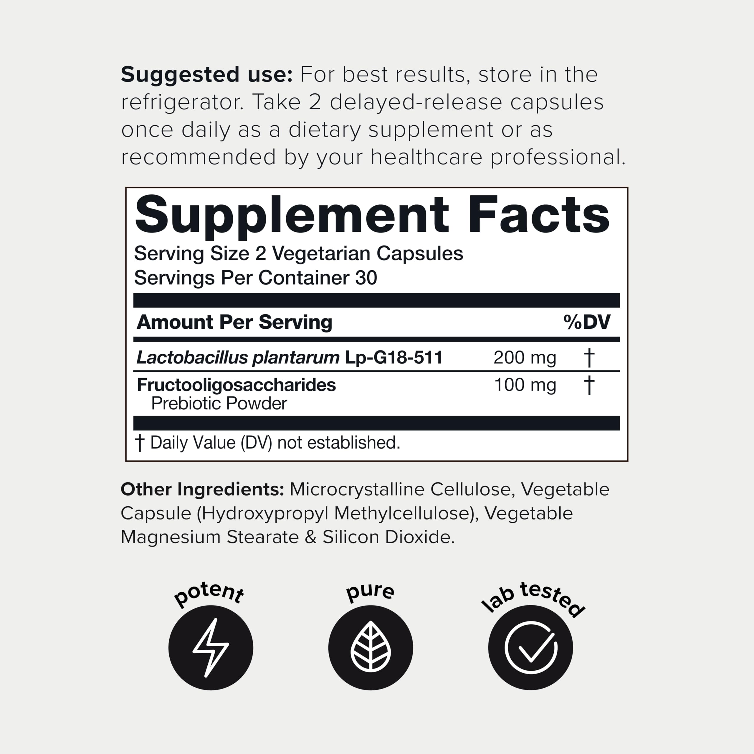 Toniiq Lactobacillus Plantarum – 100 Billion CFU High-Strength Single-Strain Probiotic with FOS – Delayed-Release Veggie Capsules – Third-Party Tested Potency – 60 Capsules Toniiq Au supplements