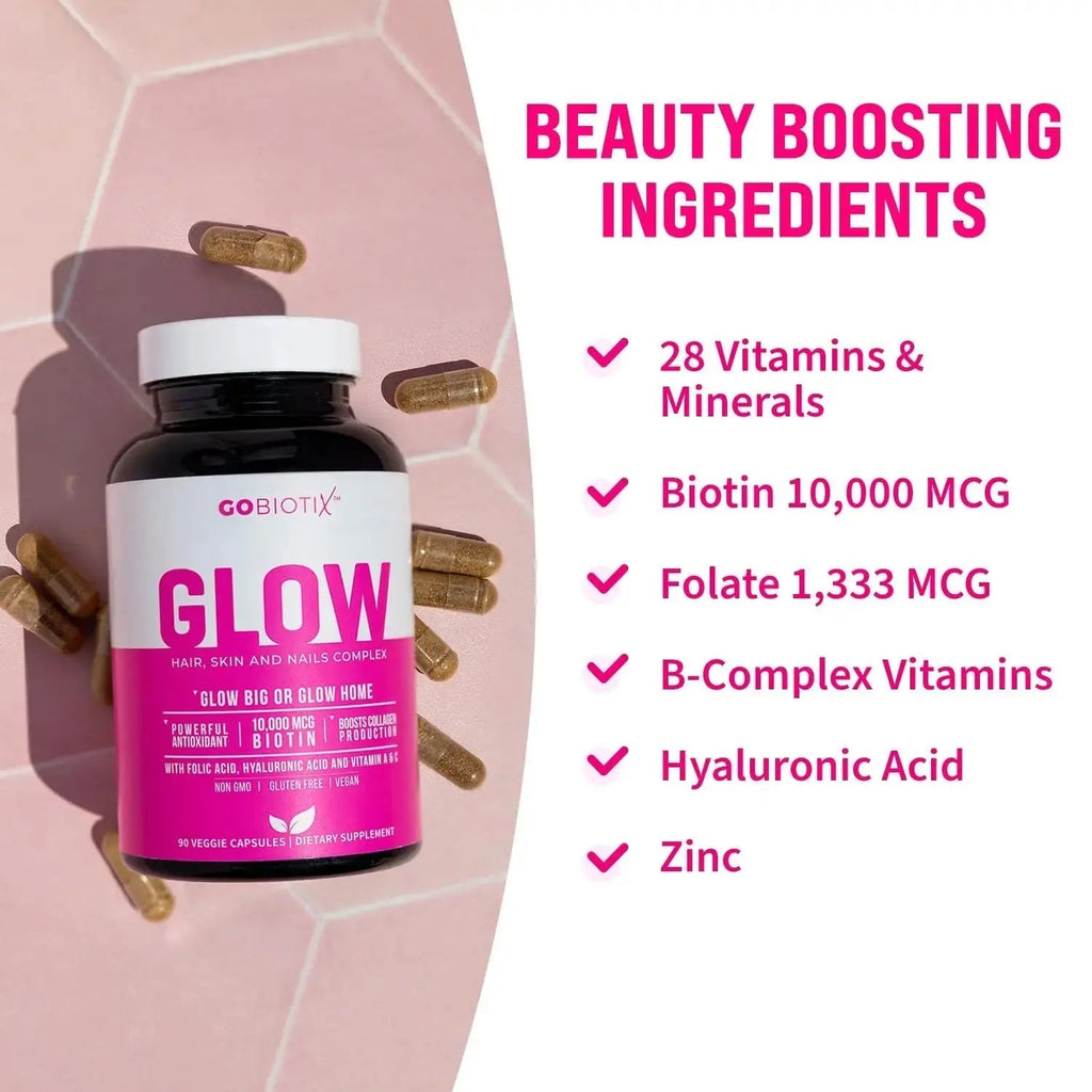 GOBIOTIX Hair Skin and Nails Vitamin Supplement - 10000mcg Biotin Pills with Hyaluronic Acid, Folate, Iron, Magnesium, and Zinc GOBIOTIX Au supplements