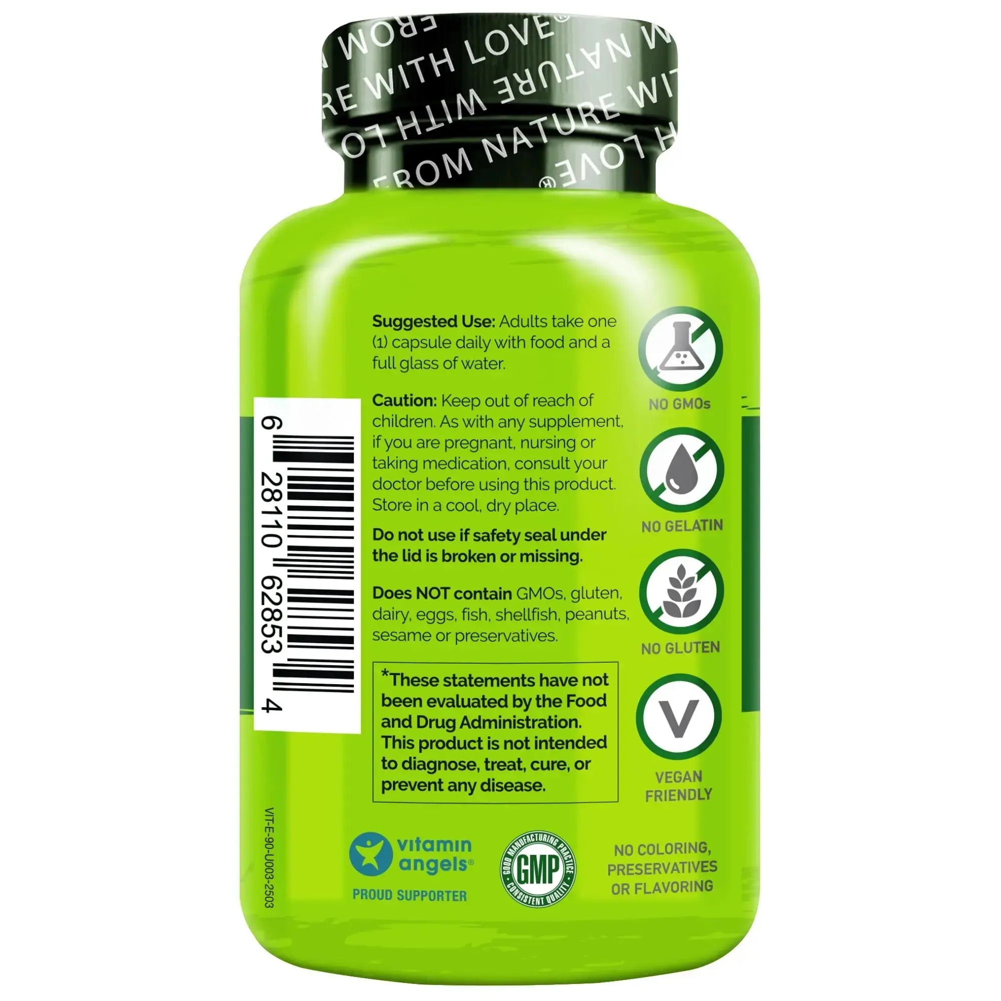 NATURELO Vitamin E Capsules 180 mg - 90 Vegan Capsules | Supports Skin, Hair, and Nails | Immune and Eye Health | NATURELO Au supplements