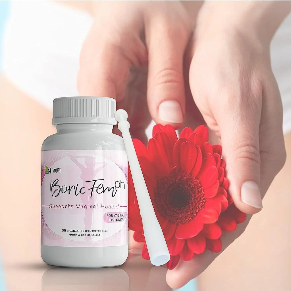 N'More Boric Acid Vaginal Suppositories - 30 Count, 600mg - 100% Pure Made in USA N'More Au supplements