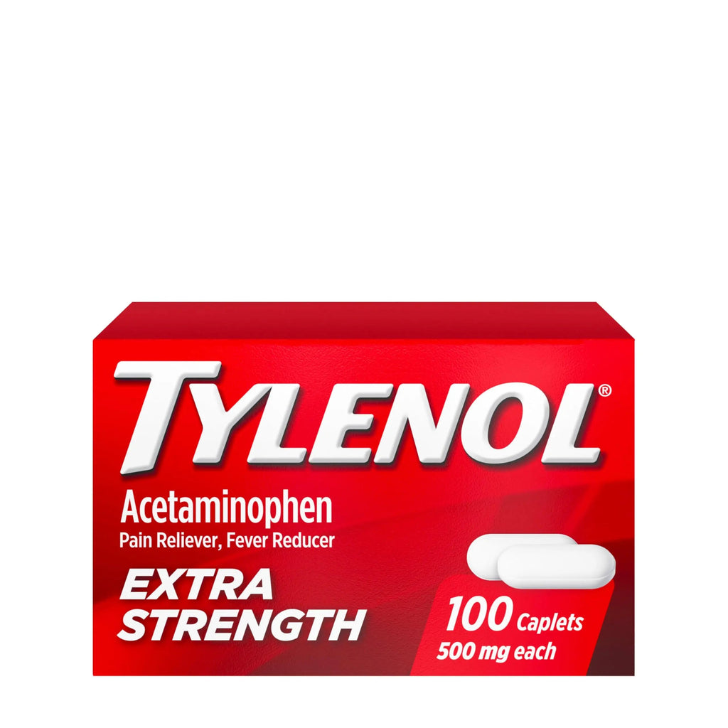 Tylenol Extra Strength Pain Relief Pills, Fast, Strong Pain Relief, Acetaminophen 500 mg Caplets, Pain Reliever & Fever Reducer Medicine for Headache, Backache, Toothache & Minor Arthritis, 100 Count Tylenol Au supplements