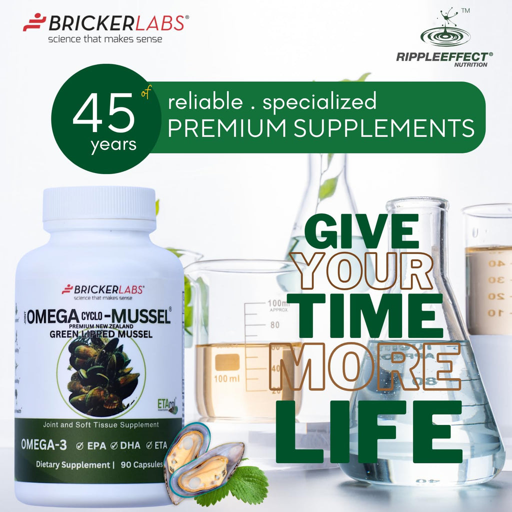 Bricker Labs Omega Cyclo - Mussel Joint Health Supplement, Premium New Zealand Green Lipped Mussel, Full Spectrum Omega Joint Supplements for Joint Health and Comfort, 90 Capsules Bricker Labs Au supplements