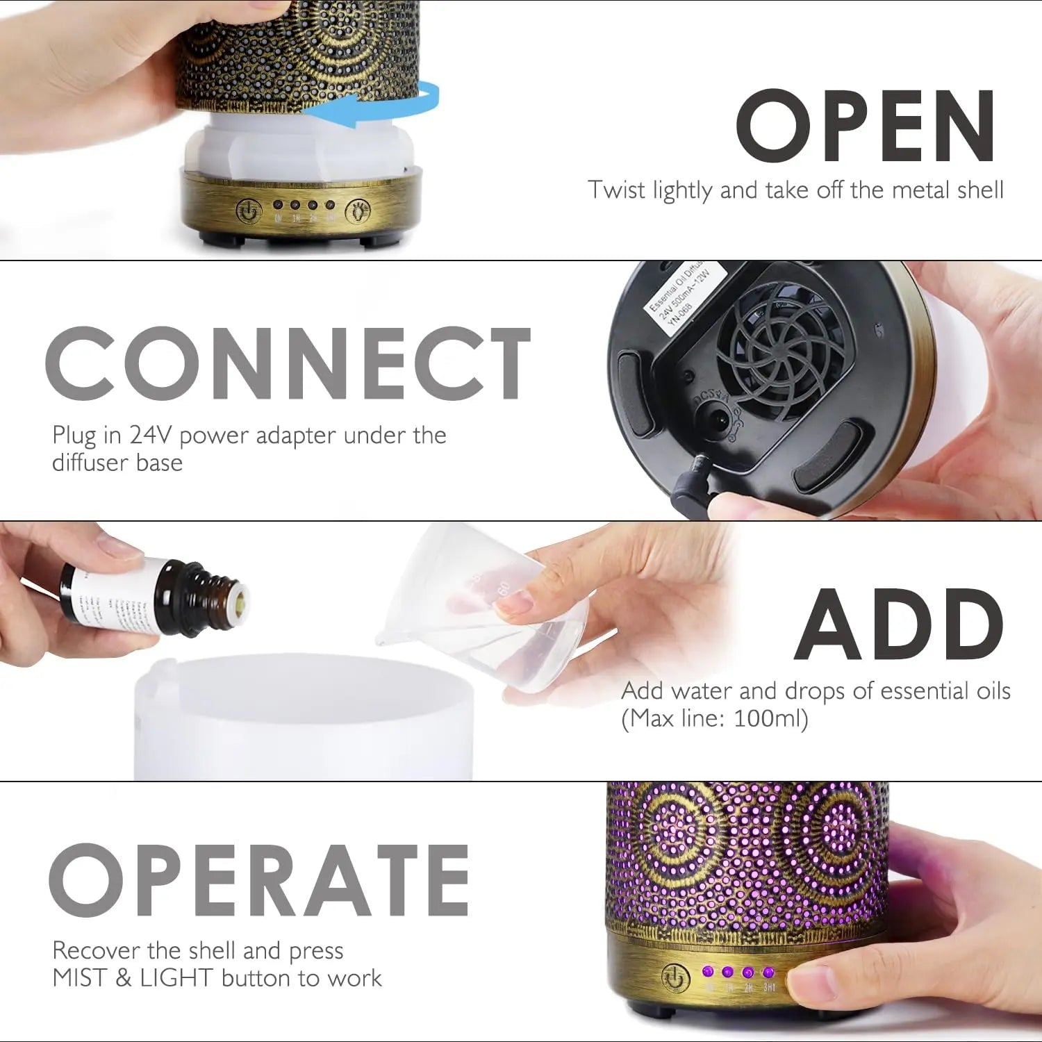 Aromatherapy Diffusers, SALKING 100mL Essential Oil Diffusers, Electric Ultrasonic Humidifier SALKING Au supplements