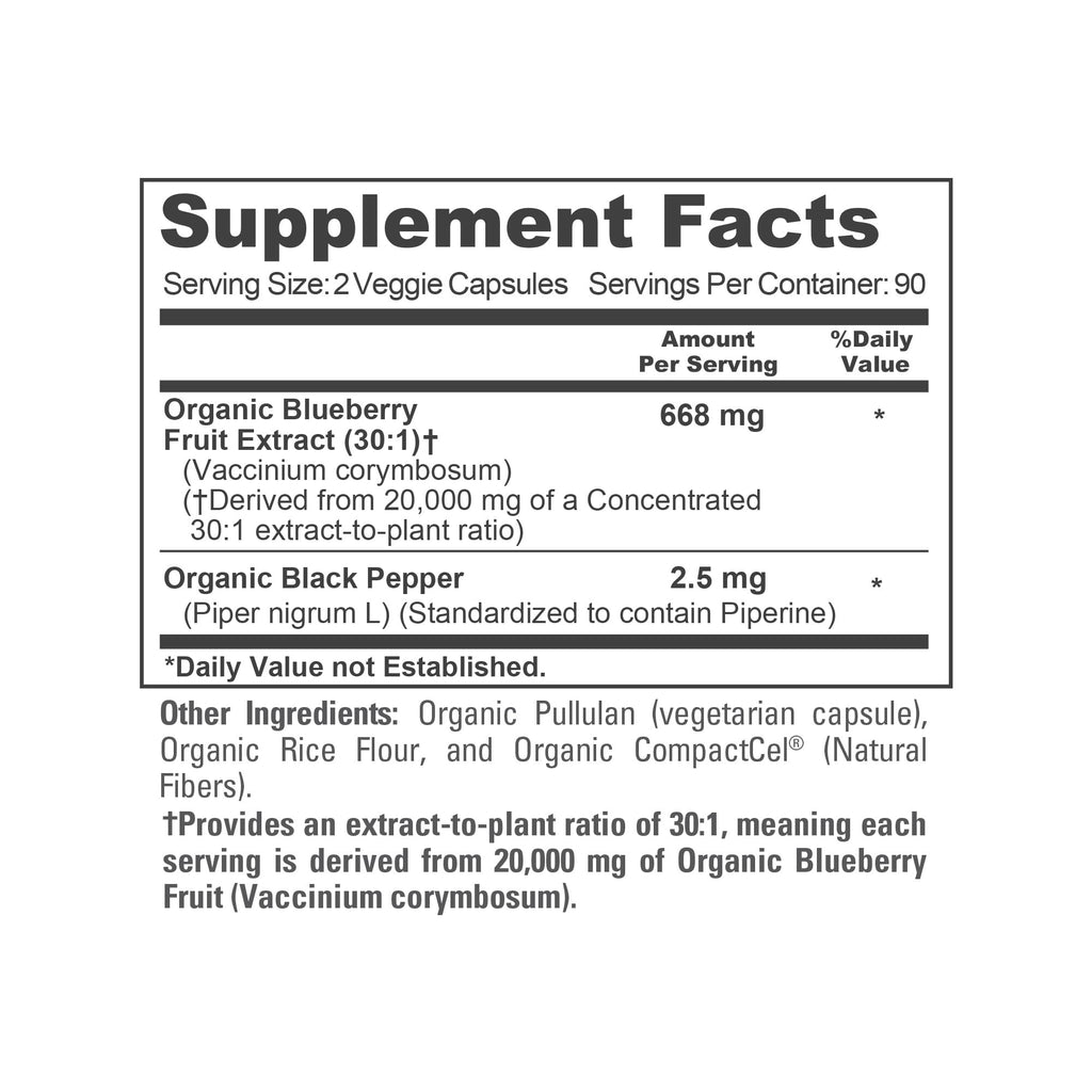 NusaPure Blueberry Concentrate 30:1 Extract, 667 mg Equivalent to 20,000 mg 180 Veg Caps Suitable for Vegetarian, Vegan, Non-GMO NusaPure Au supplements