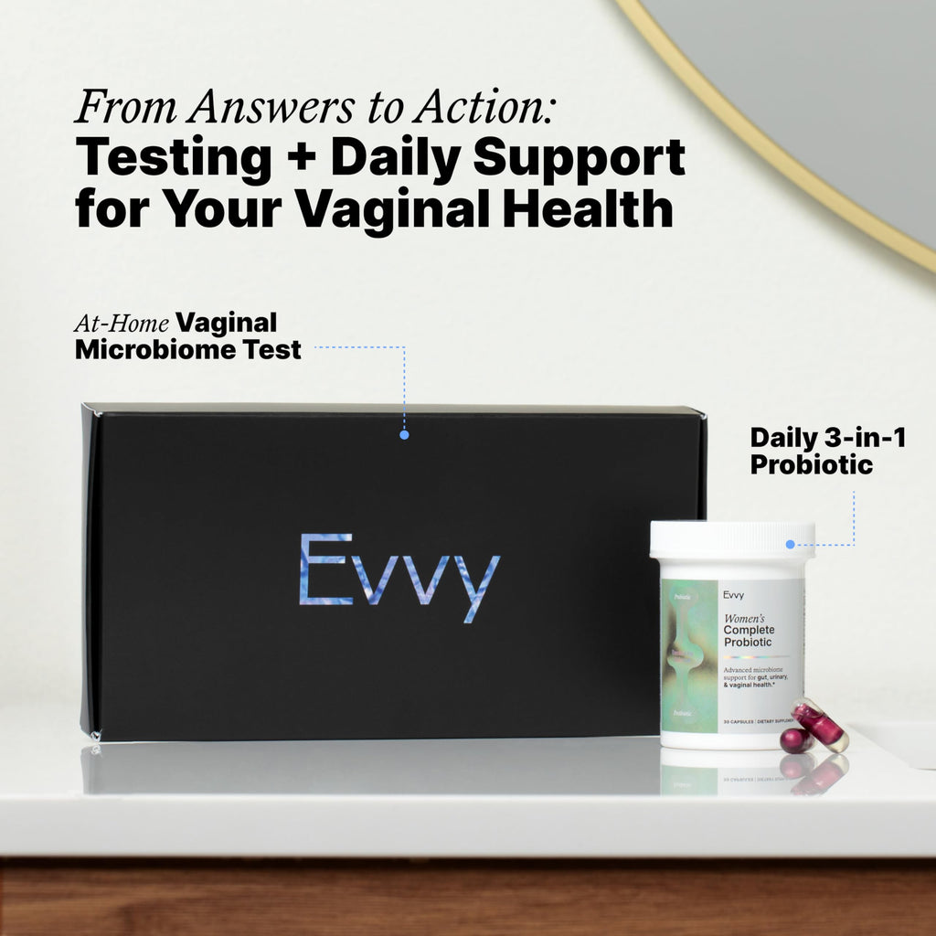 Evvy Women's 3-in-1 Complete Probiotic I Daily Probiotic Supplement to Reduce Bloating I Supports Gut, Urinary & Vaginal Health | Includes Vaginal Probiotics for Feminine Care | 30 Day Supply Evvy Au supplements