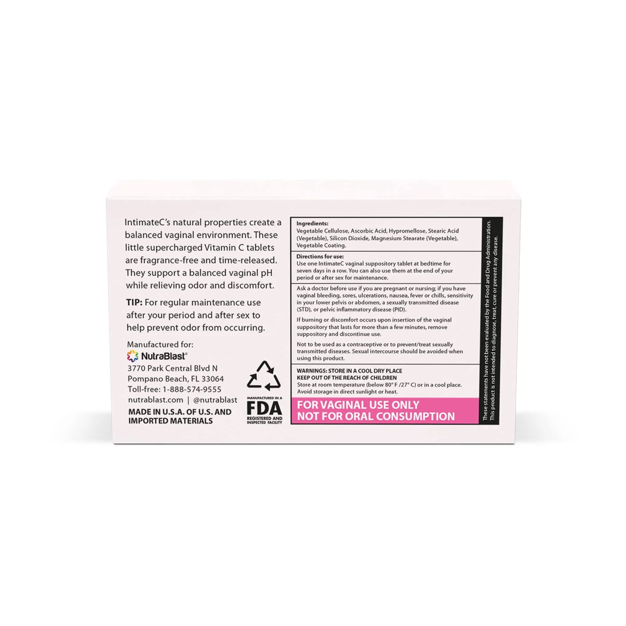 NutraBlast IntimateC Vaginal Odor Suppositories | 250mg Ascorbic Acid | Supports Odor Control NutraBlast Au supplements