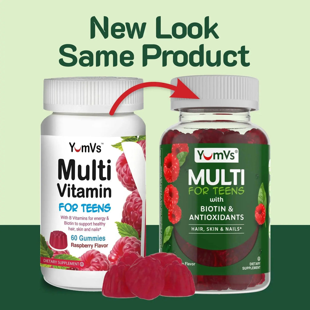 YumVs Teen Multivitamin Gummies with Biotin and Antioxidants - Raspberry Flavor - Hair Skin Nails Support - Kosher Teenager Vitamins YUM-V'S Au supplements