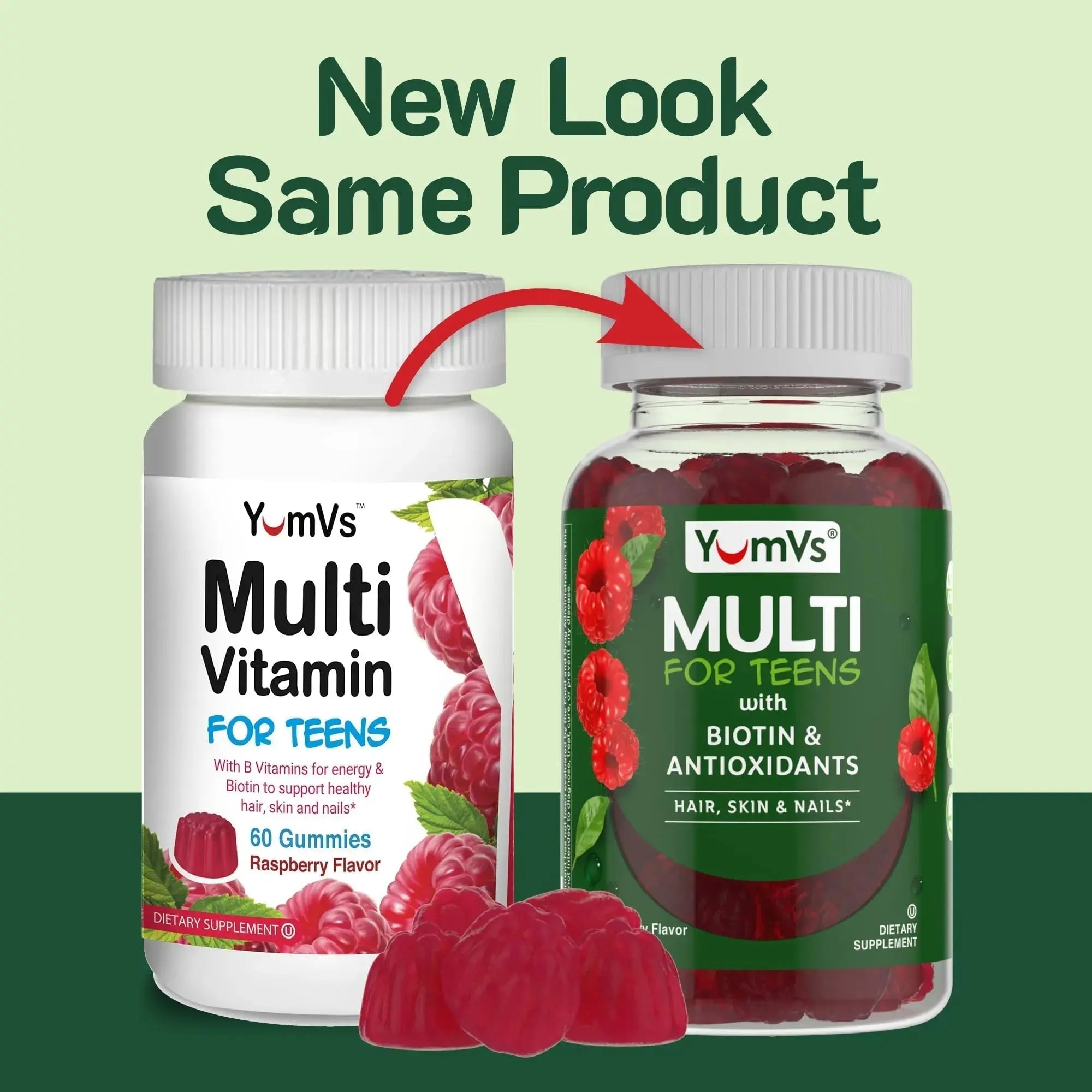 YumVs Teen Multivitamin Gummies with Biotin and Antioxidants - Raspberry Flavor - Hair Skin Nails Support - Kosher Teenager Vitamins YUM-V'S Au supplements