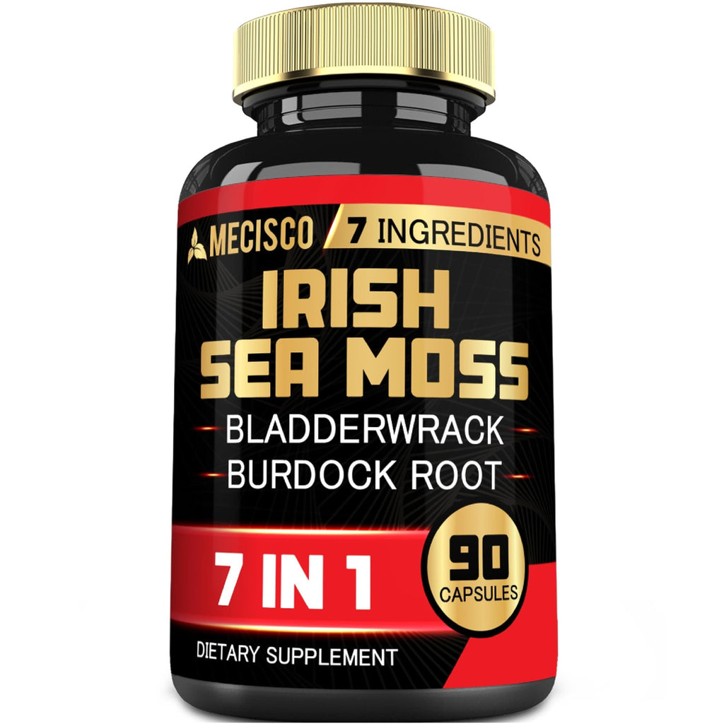 7in1 Irish Sea Moss Capsules 6750 Mg with Organic Bladderwrack & Burdock Root, Turmeric, Apple Cider Vinegar - Raw Seamos Pills for Hair, Skin, Thyroid Healths - 90 Caps for 3-Month Supply - TrustMedUSA