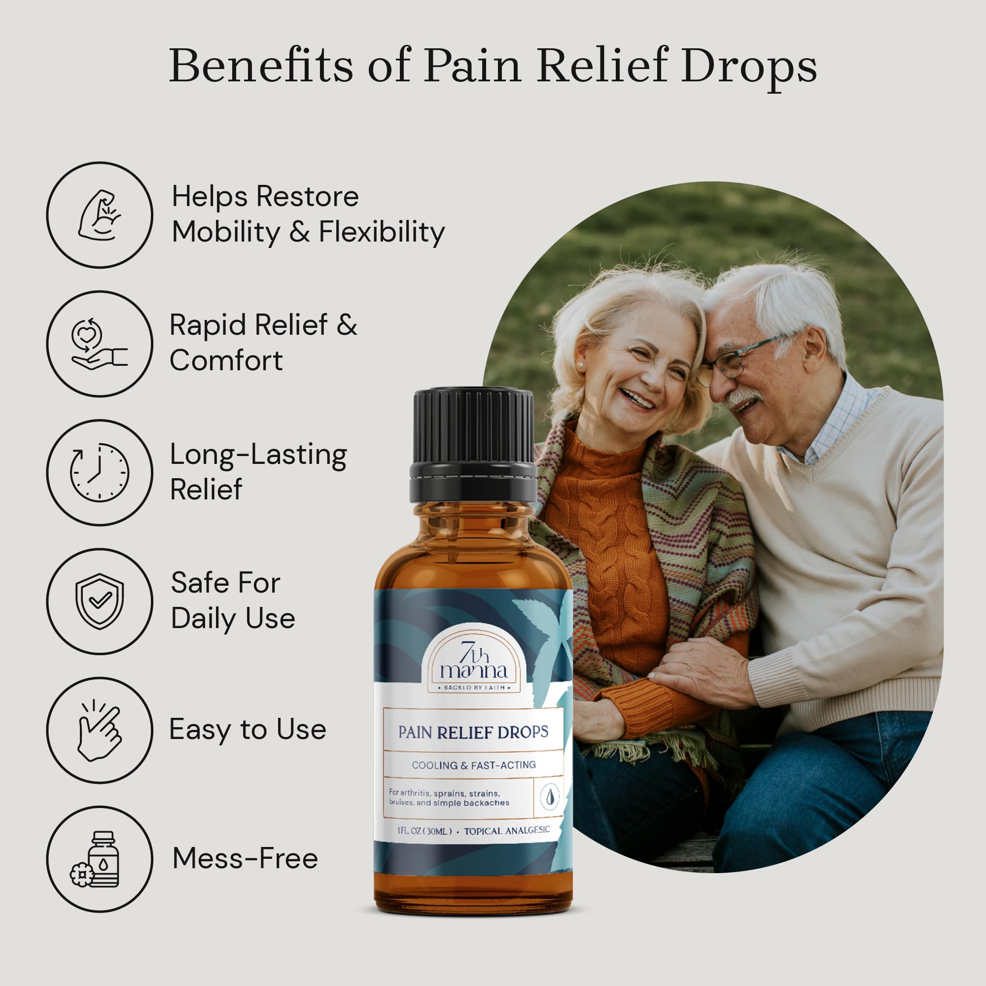 7th Manna Muscle Rub for Joint & Muscle Pain Relief, Menthol Pain Relief Formula with Camphor - Fast-Acting, Quick Dry & No Residue, 30ml - Topical Pain Relief for Active Adults - TrustMedUSA