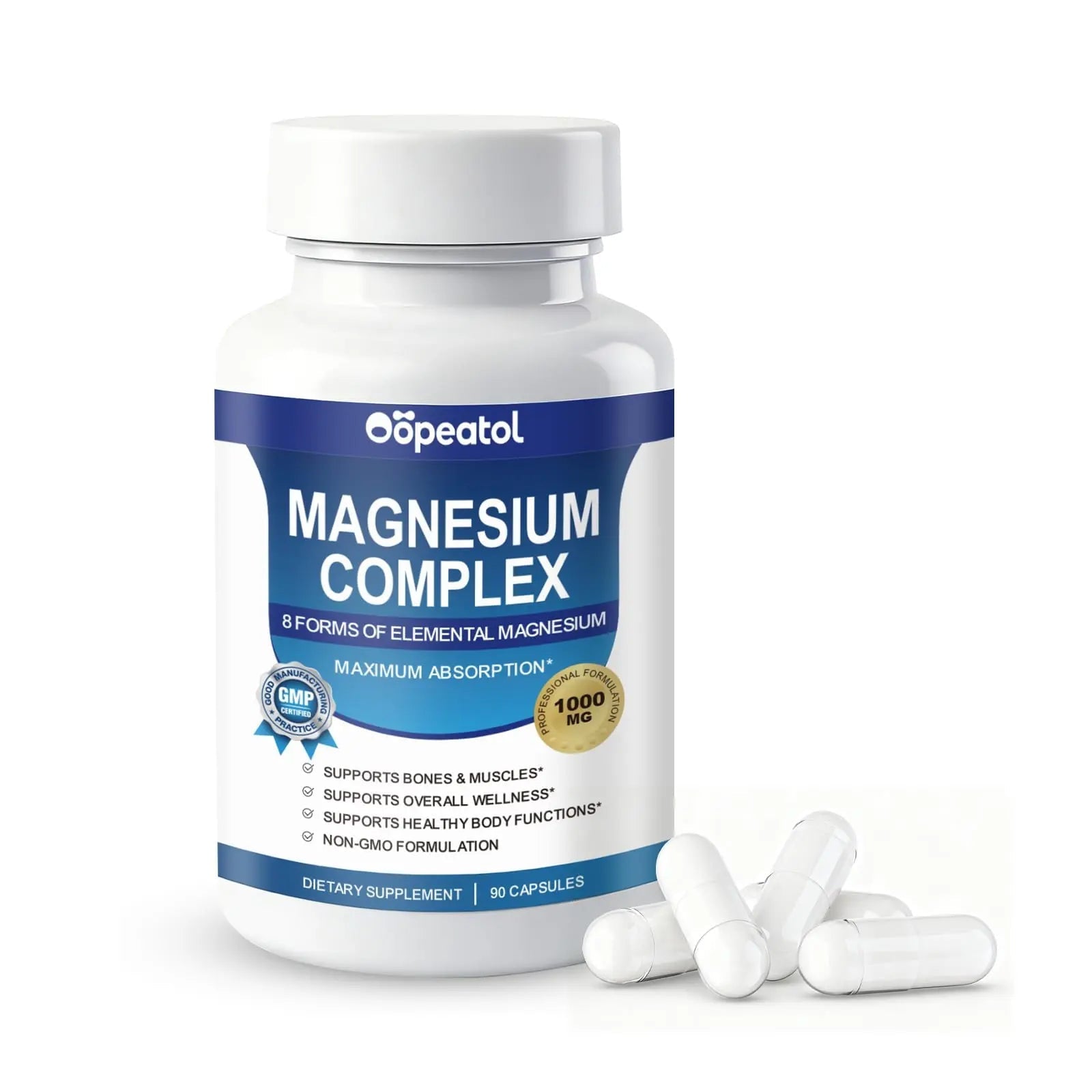 8 in 1 Magnesium Complex Capsules 1000mg for Women and Men - Highly Absorbable Magnesium Supplement Supports Muscle Relaxation Sleep & Energy | NSF Certified, GMP, Gluten Free, Vegan - TrustMedUSA