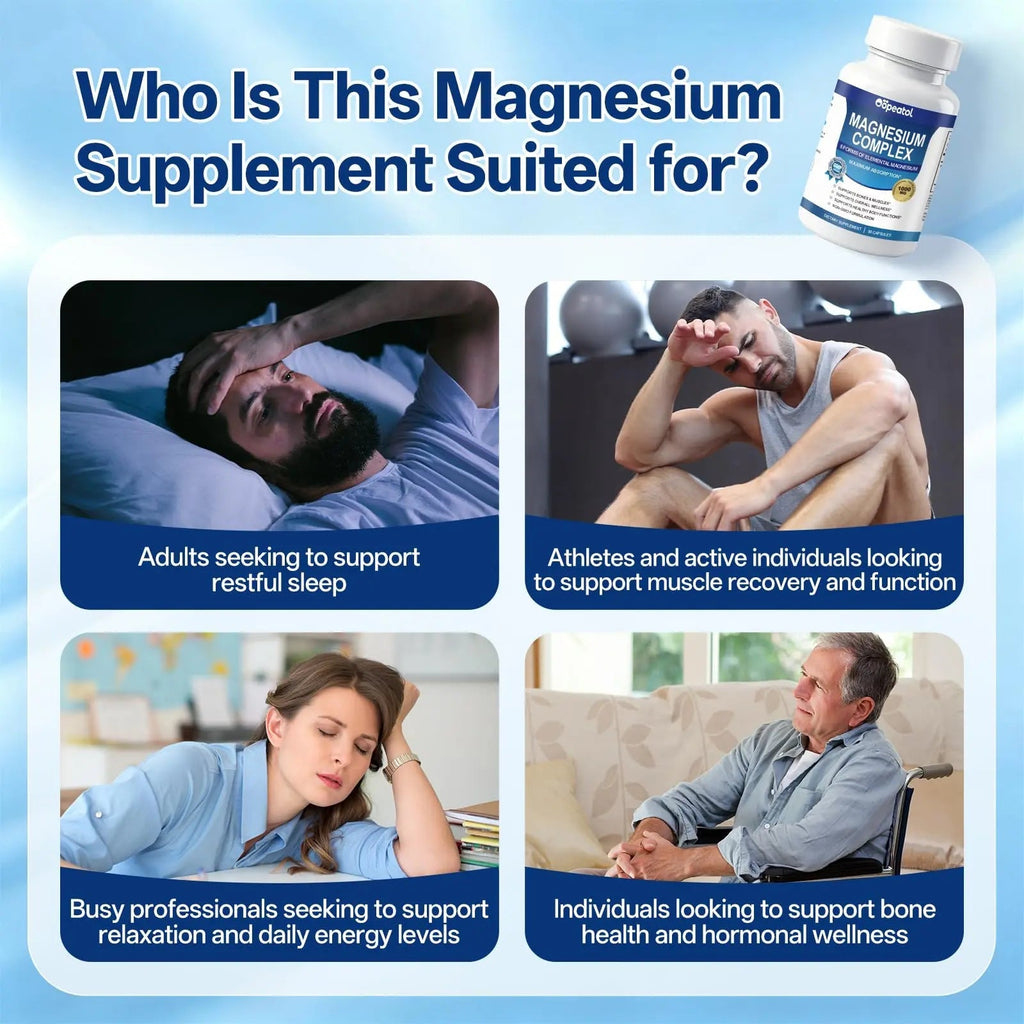 8 in 1 Magnesium Complex Capsules 1000mg for Women and Men - Highly Absorbable Magnesium Supplement Supports Muscle Relaxation Sleep & Energy | NSF Certified, GMP, Gluten Free, Vegan - TrustMedUSA