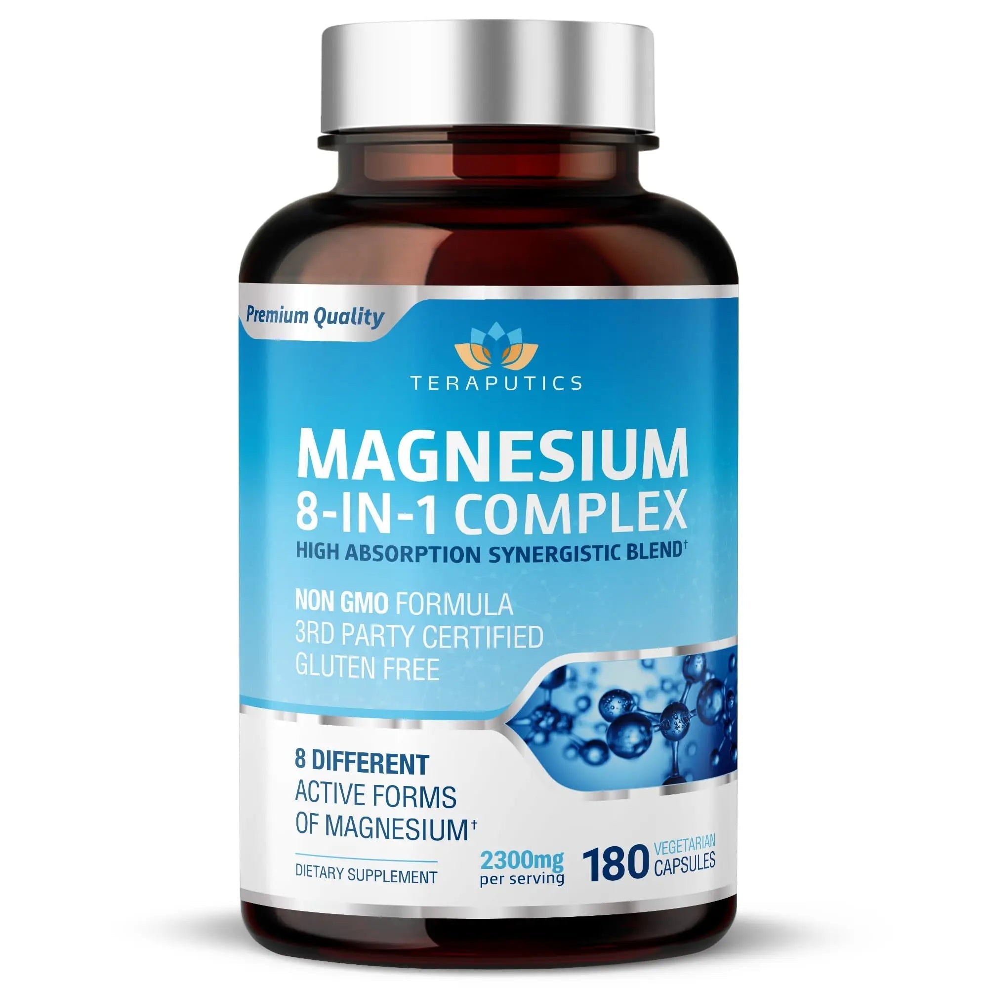8 in 1 Magnesium Complex for Women & Men 426mg | 180 Vegan Capsules | MAG-8 Blend: Citrate, Bisglycinate, Malate, & More | Non-GMO Magnesio Complex Supplement | Provides 100% Daily Recommended Value - TrustMedUSA