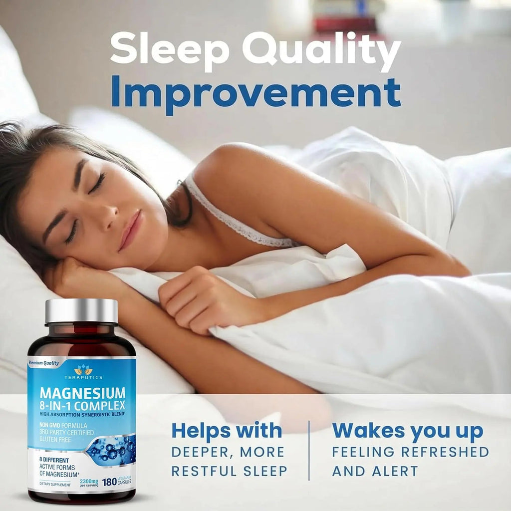 8 in 1 Magnesium Complex for Women & Men 426mg | 180 Vegan Capsules | MAG-8 Blend: Citrate, Bisglycinate, Malate, & More | Non-GMO Magnesio Complex Supplement | Provides 100% Daily Recommended Value - TrustMedUSA