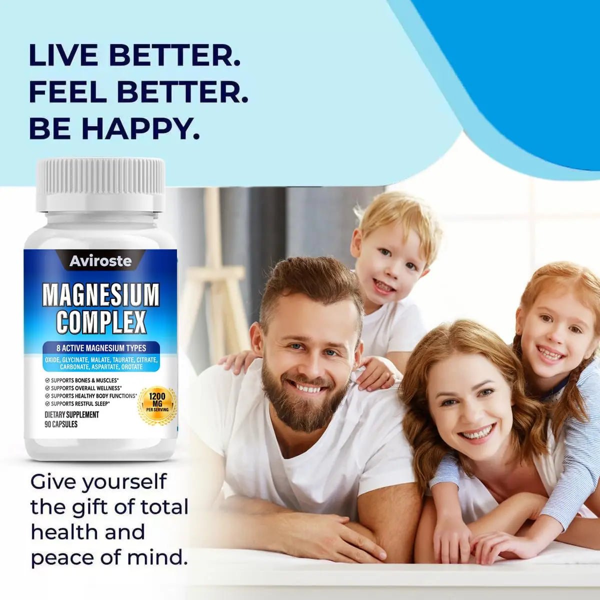 8 in 1 Magnesium Complex Supplement - 8 Elemental 1000mg - Magnesium Glycinate, Citrate, Malate, Taurate - High Absorption,for Muscle, Nerve & Sleep Support - 90 Capsules - TrustMedUSA