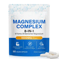 8-in-1 Magnesium Complex Supplement 90 Count, Magnesium Complex Capsules with Magnesium Glycinate, Citrate, Malate, Taurate, Easy Absorption for Sleep, Muscle Relaxation, Nerve & Heart Health, Energy - TrustMedUSA