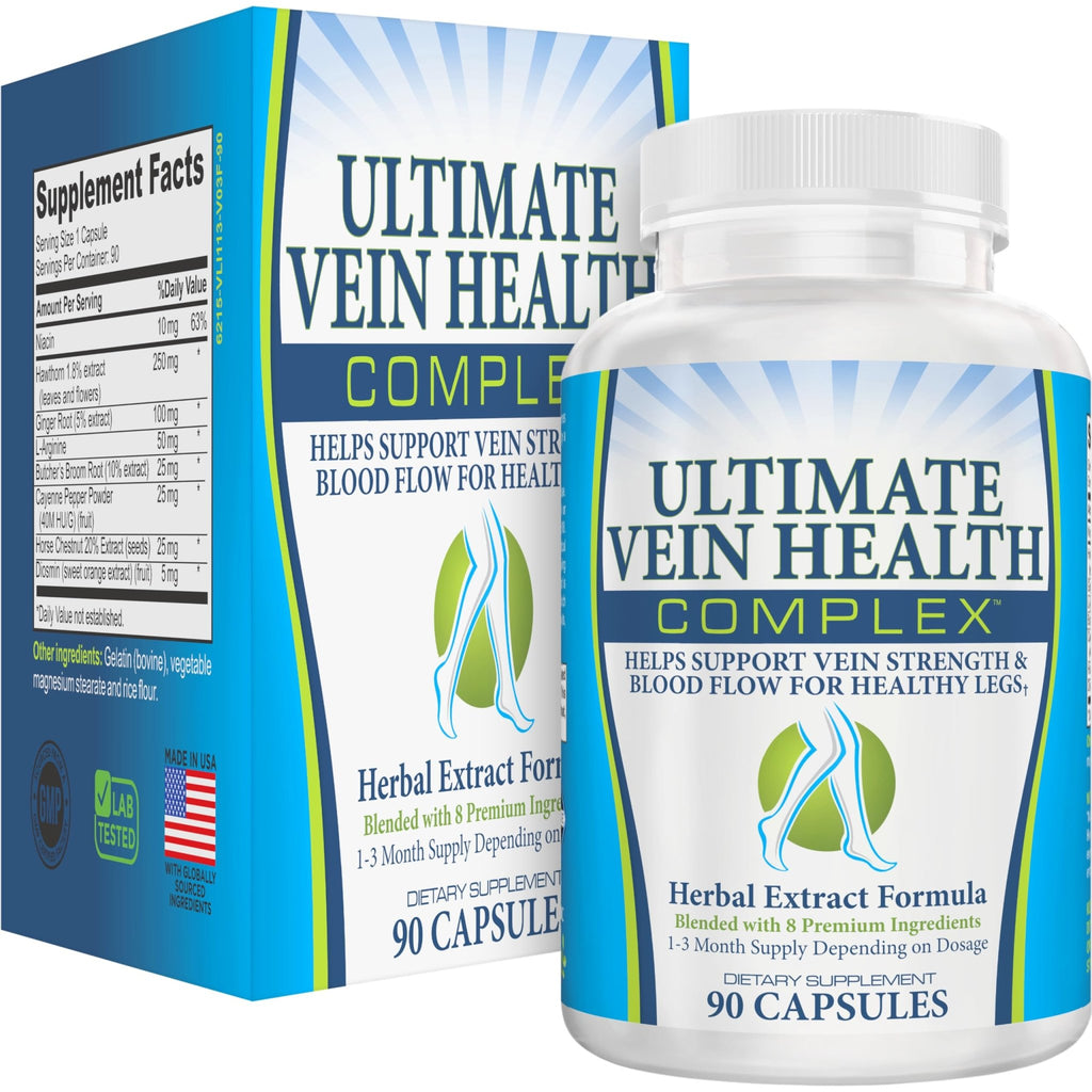 8-in-1 Vein & Leg Health Circulation Support Supplements | Leg + Vein Formula | Circulatory Support Supplement | 1-Month Supply | 90 Capsules - TrustMedUSA