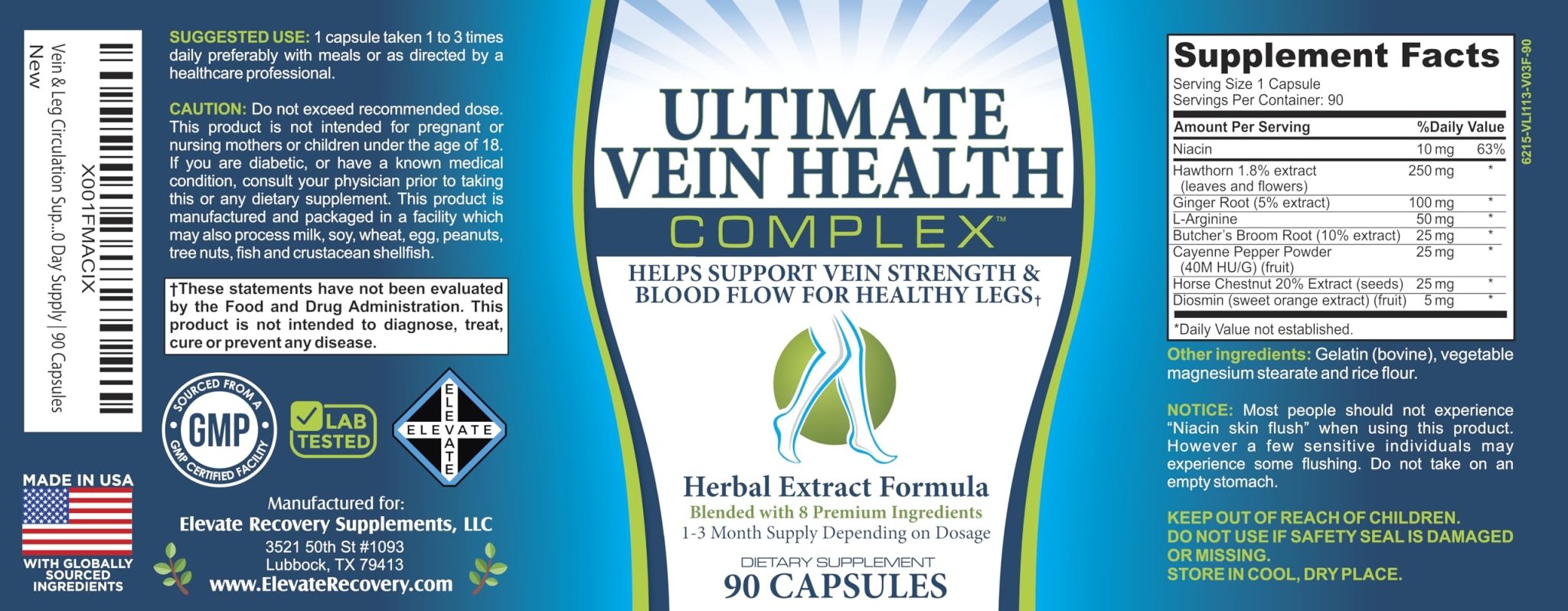 8-in-1 Vein & Leg Health Circulation Support Supplements | Leg + Vein Formula | Circulatory Support Supplement | 1-Month Supply | 90 Capsules - TrustMedUSA