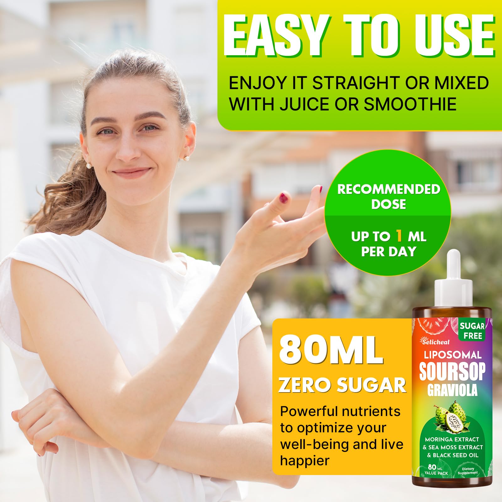(80ML) Supplement Liquid Drops, 10 in 1 Soursop Multivitamin Drops with Leaf Extract & Sea Moss, for Cell Support & Regeneration, Immunity, Gut, Zzz, Skin & Antioxidant | 2.8 Fl Oz - 80 Days Supply - TrustMedUSA