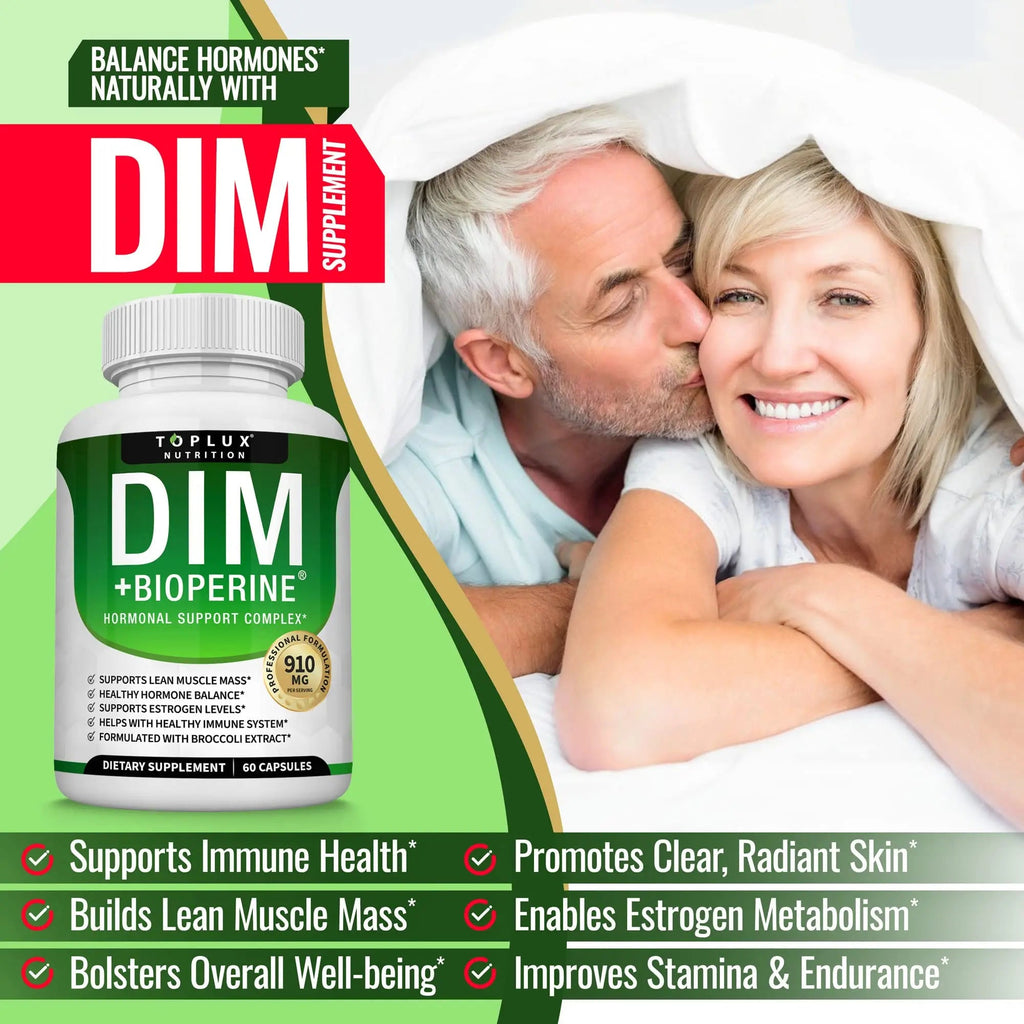 Dim Supplement 910 mg Plus BioPerine Complex - Diindolylmethane to Support Hormone Balance Toplux Au supplements