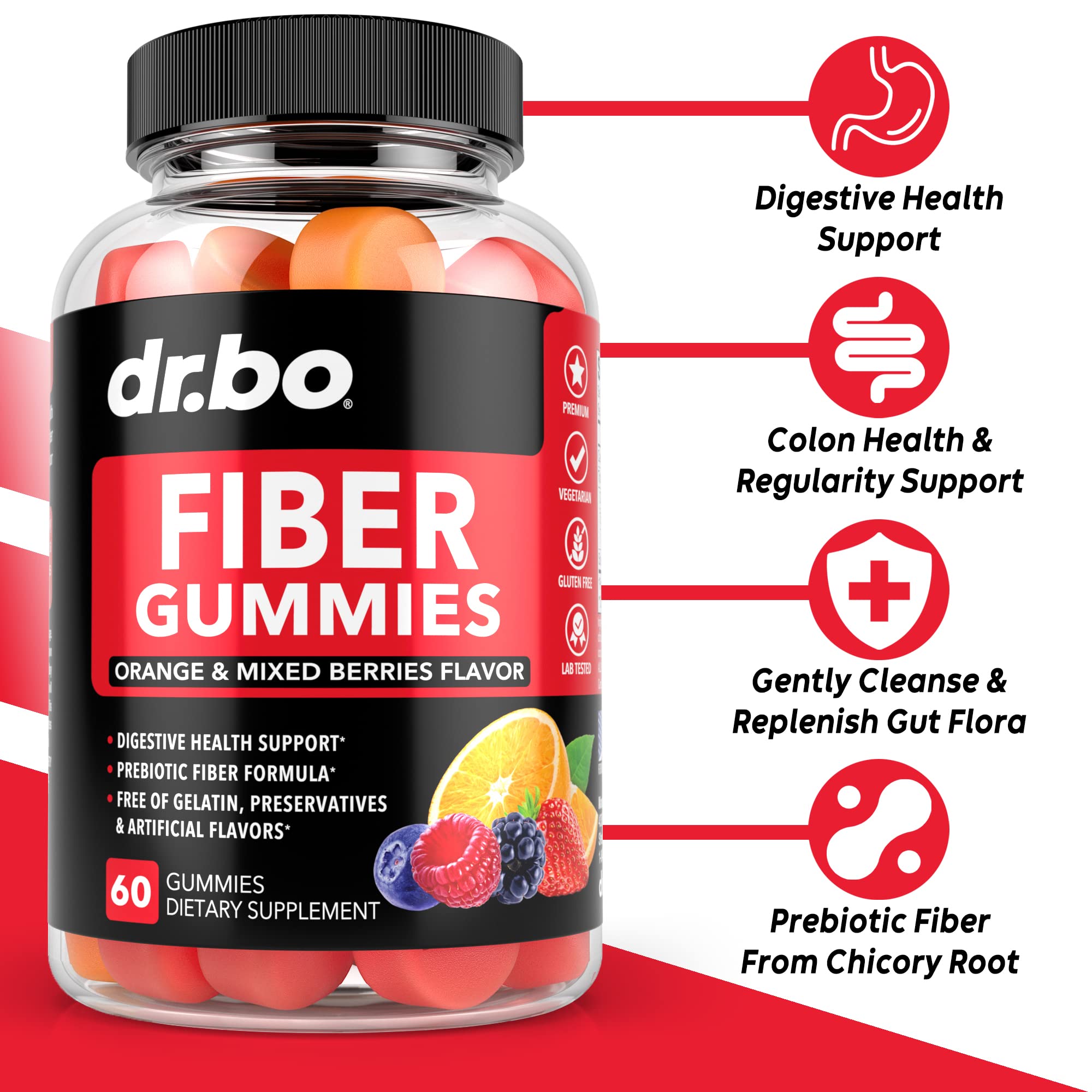 Fiber Gummies for Adults & Kids - Tasty Gummy Prebiotic Fiber Supplement, Max Digestive