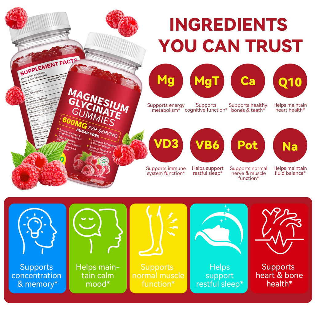 120 Count Magnesium Glycinate Gummies 600mg for Adults, Supports Relaxation, Magnesium Glycinate Chewable,