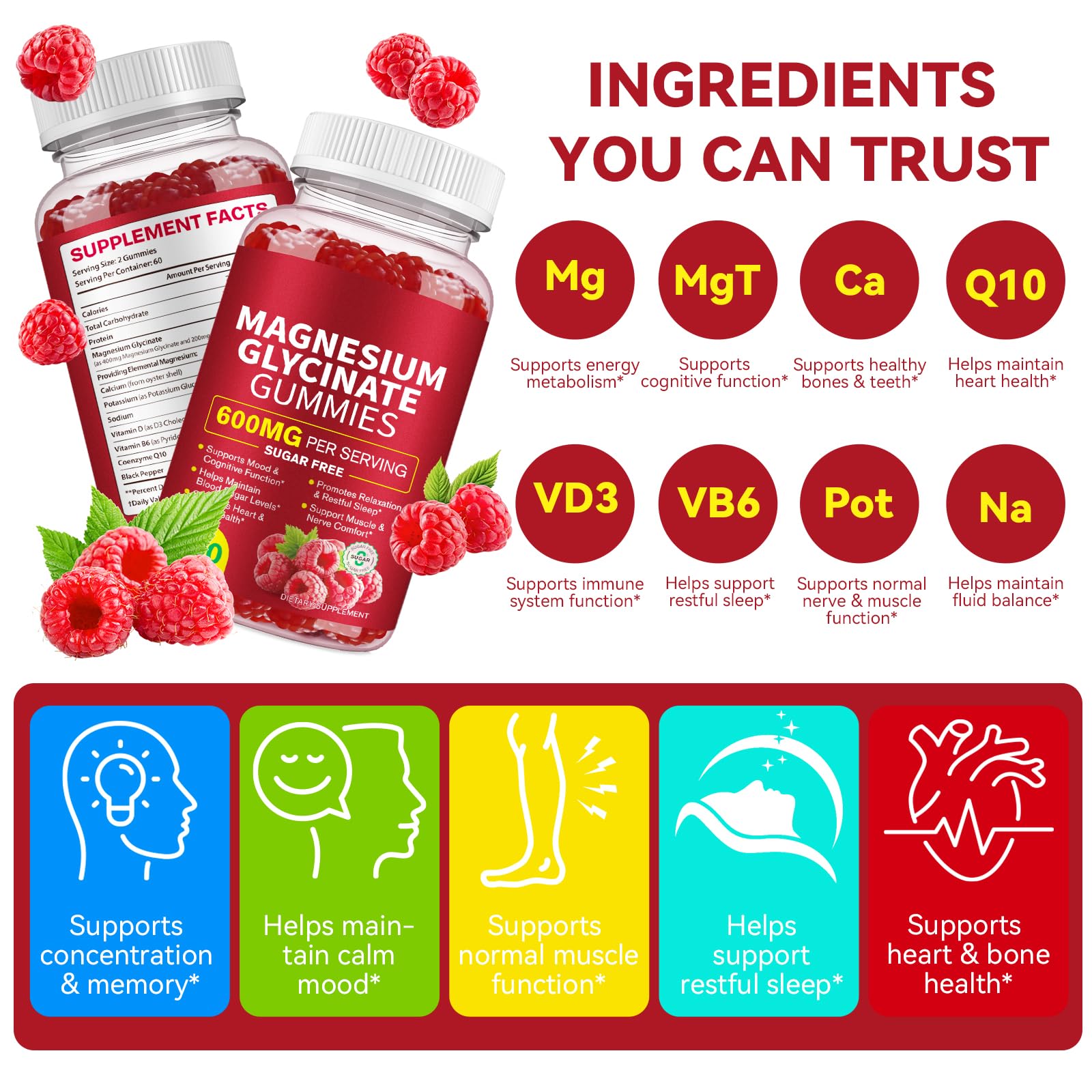 120 Count Magnesium Glycinate Gummies 600mg for Adults, Supports Relaxation, Magnesium Glycinate Chewable,