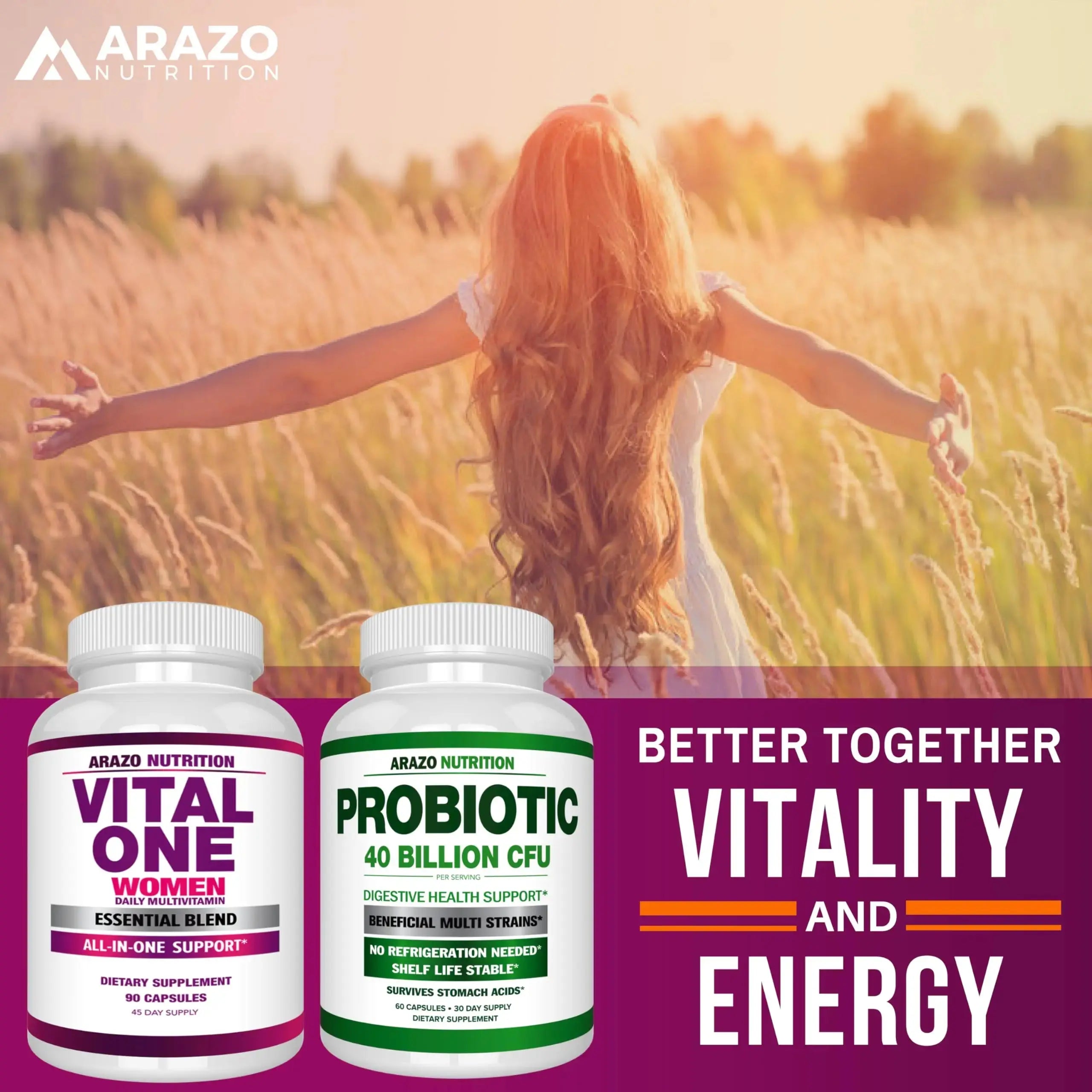Arazo Nutrition Vital One Multivitamin for Women - Daily Wholefood Supplement - 90 Vegan Capsules Arazo Nutrition Au supplements