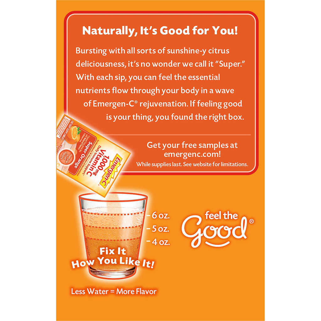 Emergen-C 1000mg Vitamin C Powder for Daily Immune Support Caffeine Free Vitamin C Supplements with Zinc and Manganese