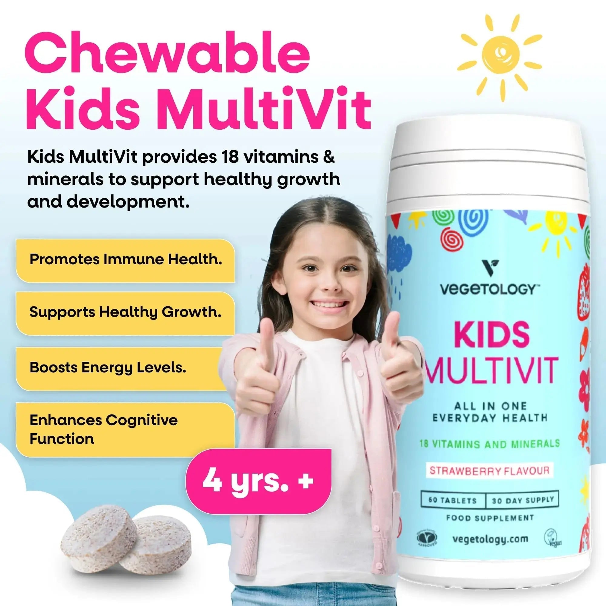 VEGETOLOGY Kids MultiVitamin Supplement, Vegan Chewable Multivitamin for Immune Support, Energy, & Growth, 18 Essential Vitamins & Minerals VEGETOLOGY Au supplements