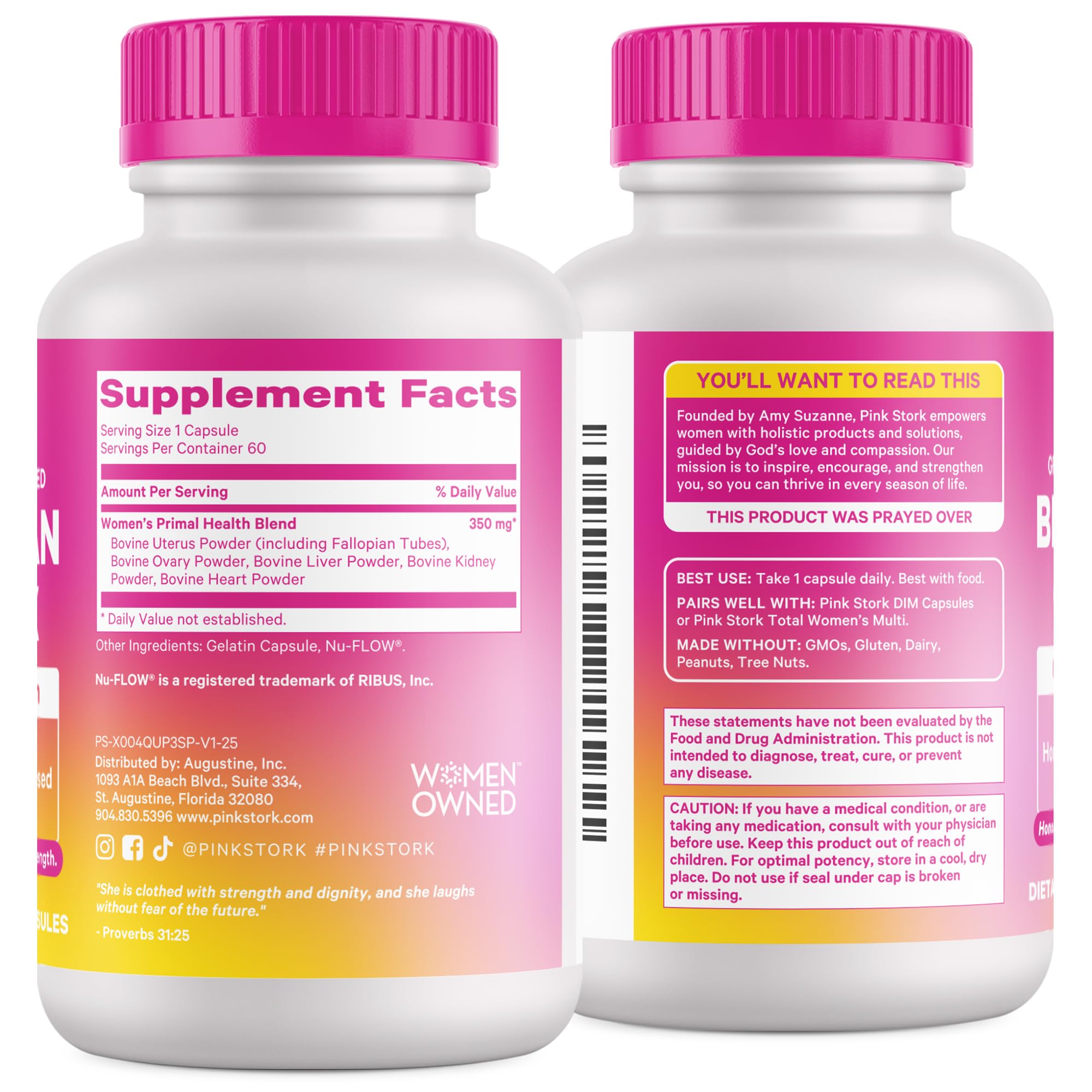Pink Stork Beef Organ Supplement for Women | Grass-Fed Beef Liver Capsules with Iron, B12, CoQ10, Vitamin A | Primal Multivitamin for Female Hormone + Energy Support | 60 Capsules Pink Stork Au supplements