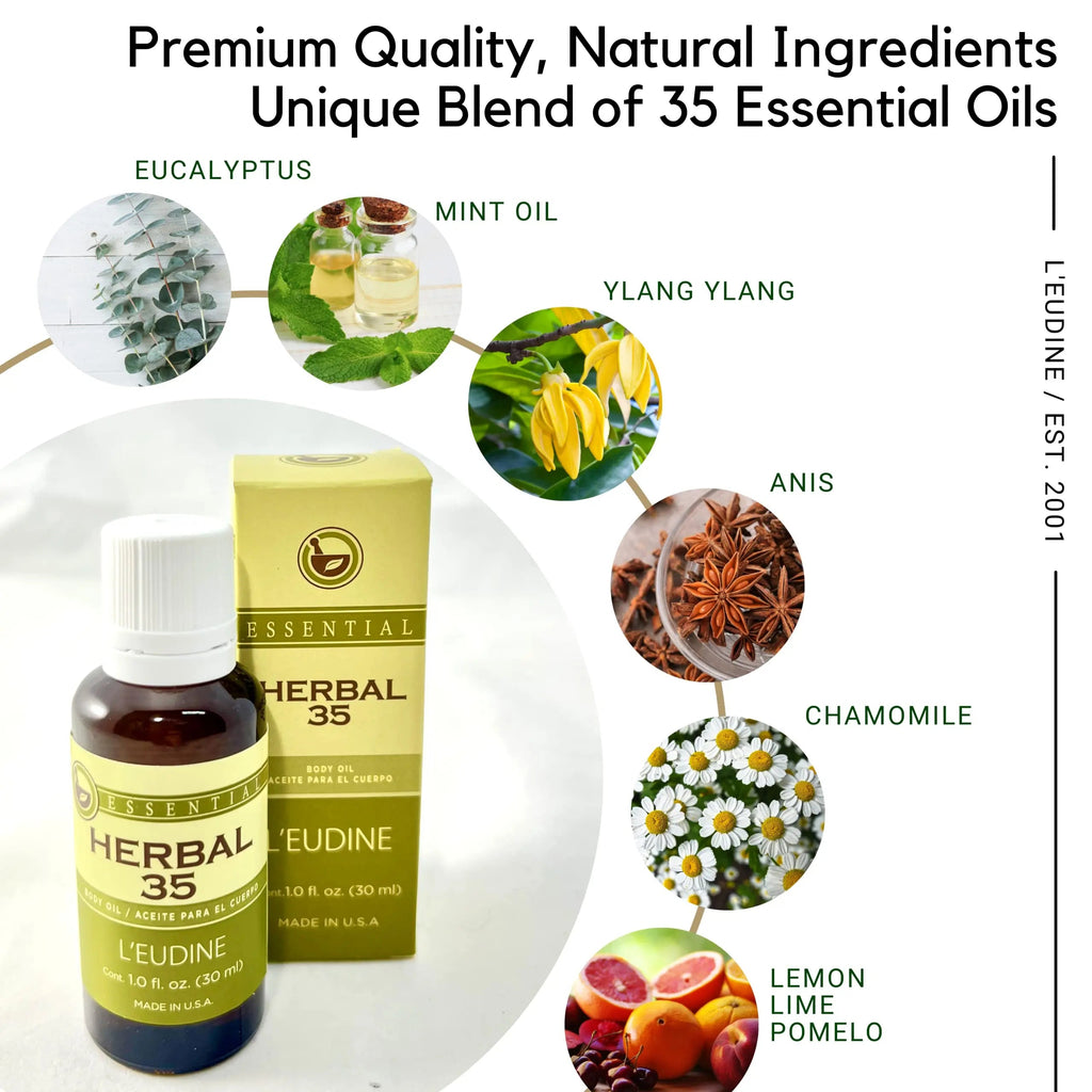 L'eudine Herbal 35 Essential Oil, Soothing and Calming Eucalyptus Essential Oil, Powerful Blend L'eudine Au supplements
