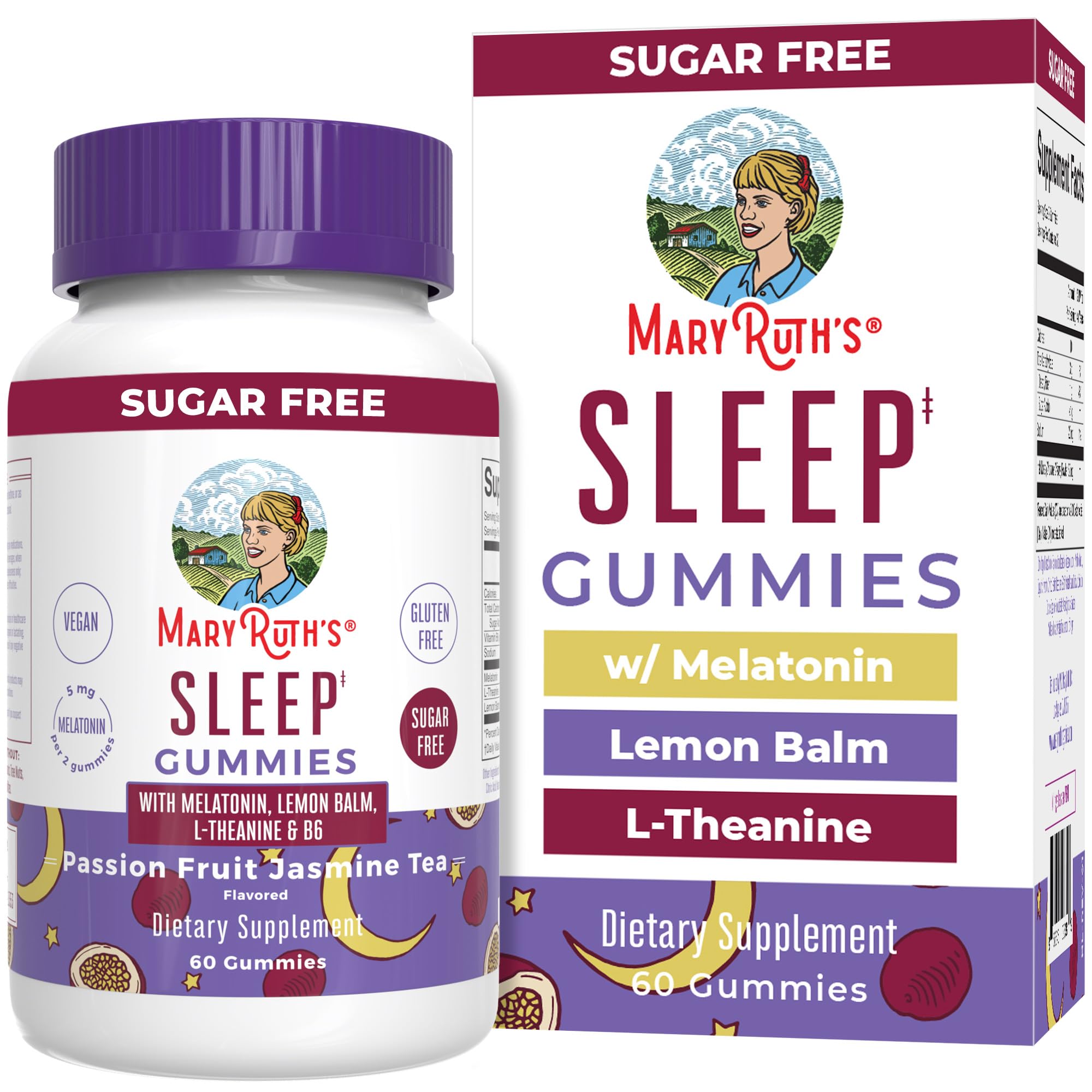 MaryRuth Organics Melatonin 5mg Sleep Gummy with L-Theanine | Lemon Balm | Vitamin B6 | Sugar-Free | Relaxation | Vegan | Non-GMO | Gluten Free | 60 Count MARYRUTH'S Au supplements