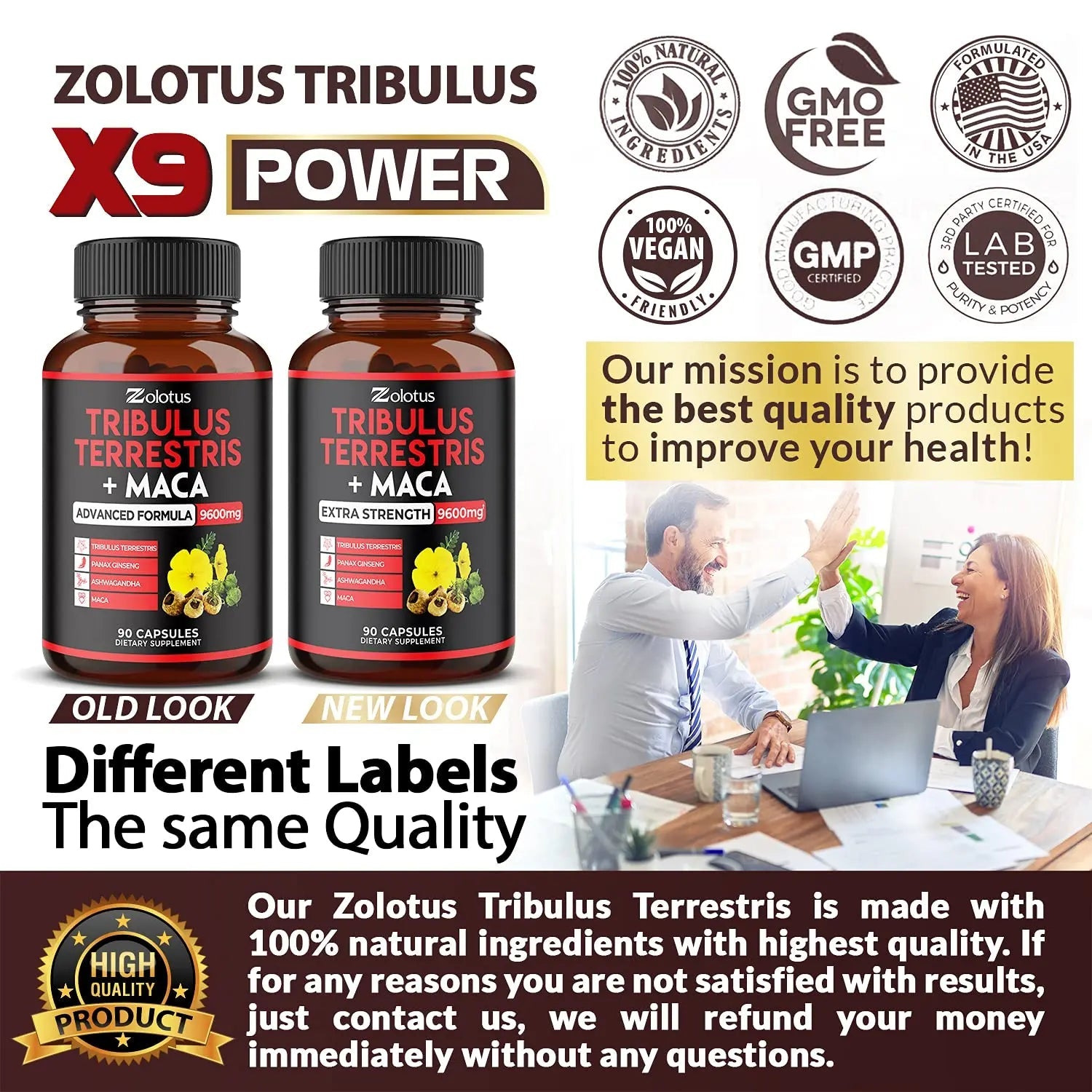Zolotus Premium Tribulus Terrestris Capsules - 9600mg Per Serving - Combined Zolotus Au supplements