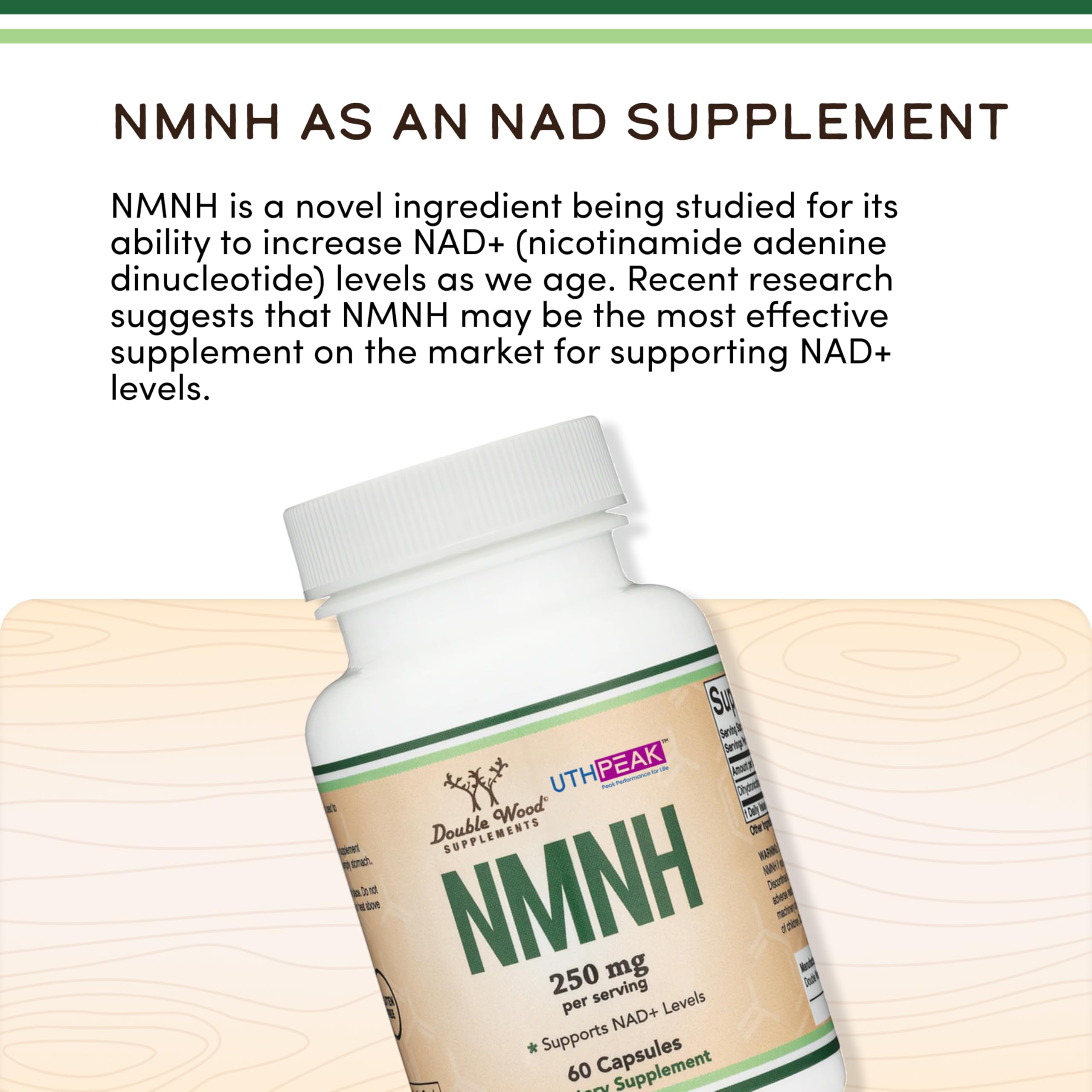NMNH (NMN Supplement Alternative) Only Clinically Studied Ingredient - Boosts NAD+ Levels for Anti Aging and Cell Regeneration by Double Wood Double Wood Supplements Au supplements
