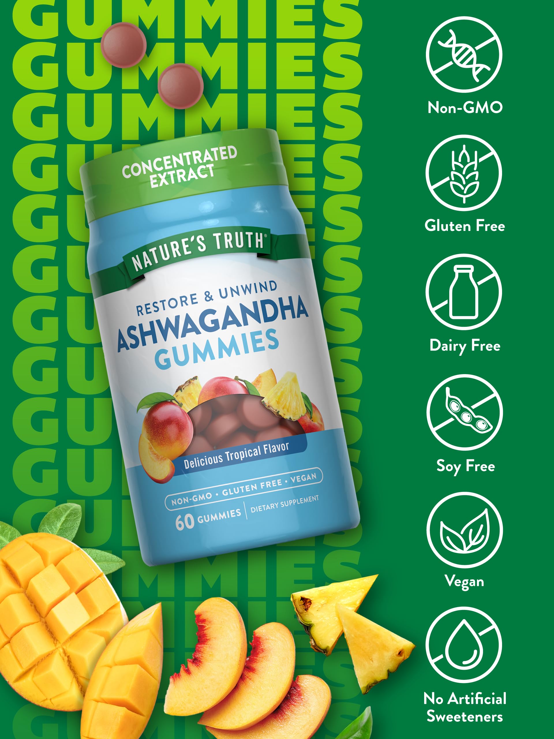 Nature's Truth Ashwagandha Gummies | 60 Count | Tropical Flavor | Vegan, Non-GMO, & Gluten Free Supplement Nature's Truth Au supplements