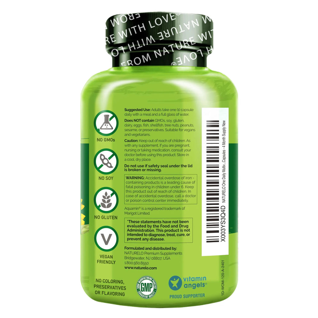 NATURELO One Daily Multivitamin for Women w/Vitamin B12, 120 Ct, Energy Support, Whole Food Daily Women Multivitamin Supplement, Nourish Hair/Skin/Nail, Non-GMO NATURELO Au supplements