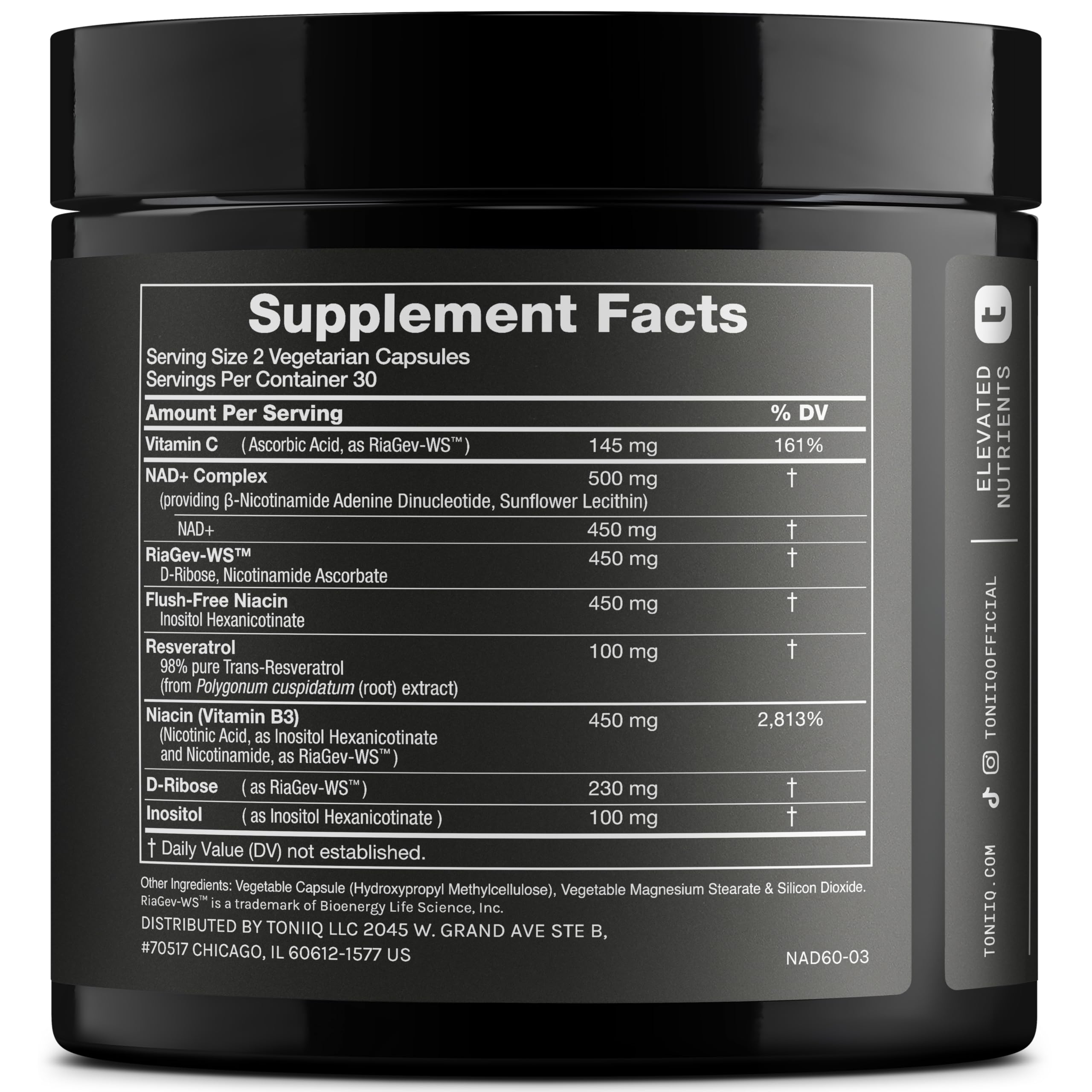 Toniiq Liposomal NAD+ and Resveratrol Supplement - 1500mg Ultra High Strength NAD Supplement - Clinically Studied Ingredients with Patented RiaGev-WS