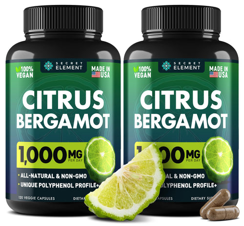 (2 PACK) Citrus Bergamot Extract 1000mg - Citrus Bergamot Supplement for Circulatory Health, Immunity, and Graceful Aging - 2x the potency of Citrus Bergamot 500mg