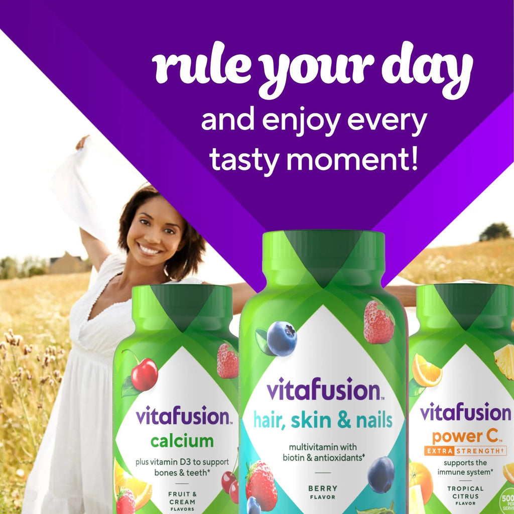 Vitafusion Gorgeous Hair, Skin & Nails Multivitamin Gummy Vitamins, plus Biotin and Antioxidant vitamins C&E, Raspberry Flavor Vitafusion Au supplements