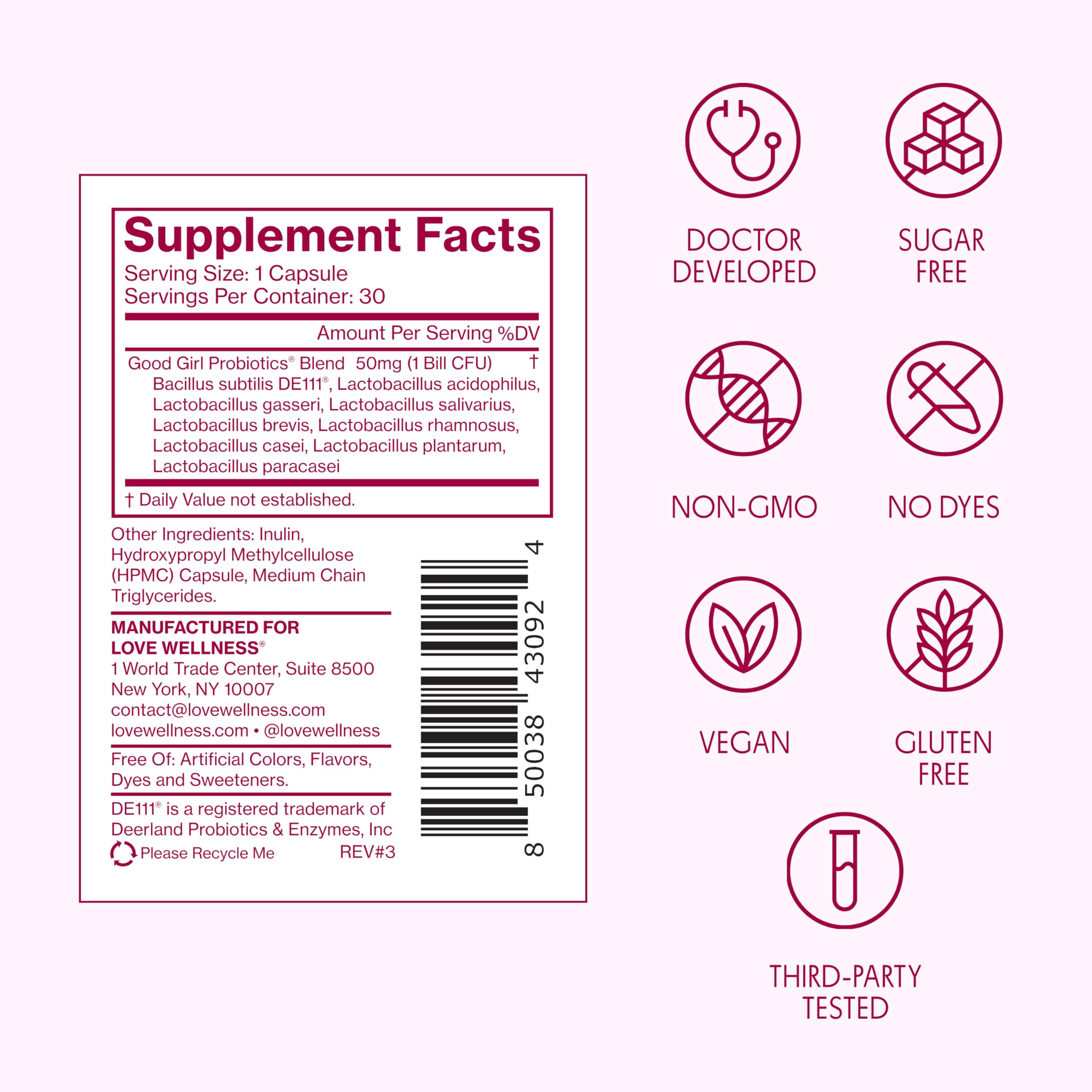 Love Wellness Good Girl Probiotics | Women’s Vaginal Health & pH Balance Supplement | 9-Strain Probiotic for Urinary Tract, Yeast, Odor & Immune Support | Gluten-Free (30-Day Supply) Love Wellness Au supplements