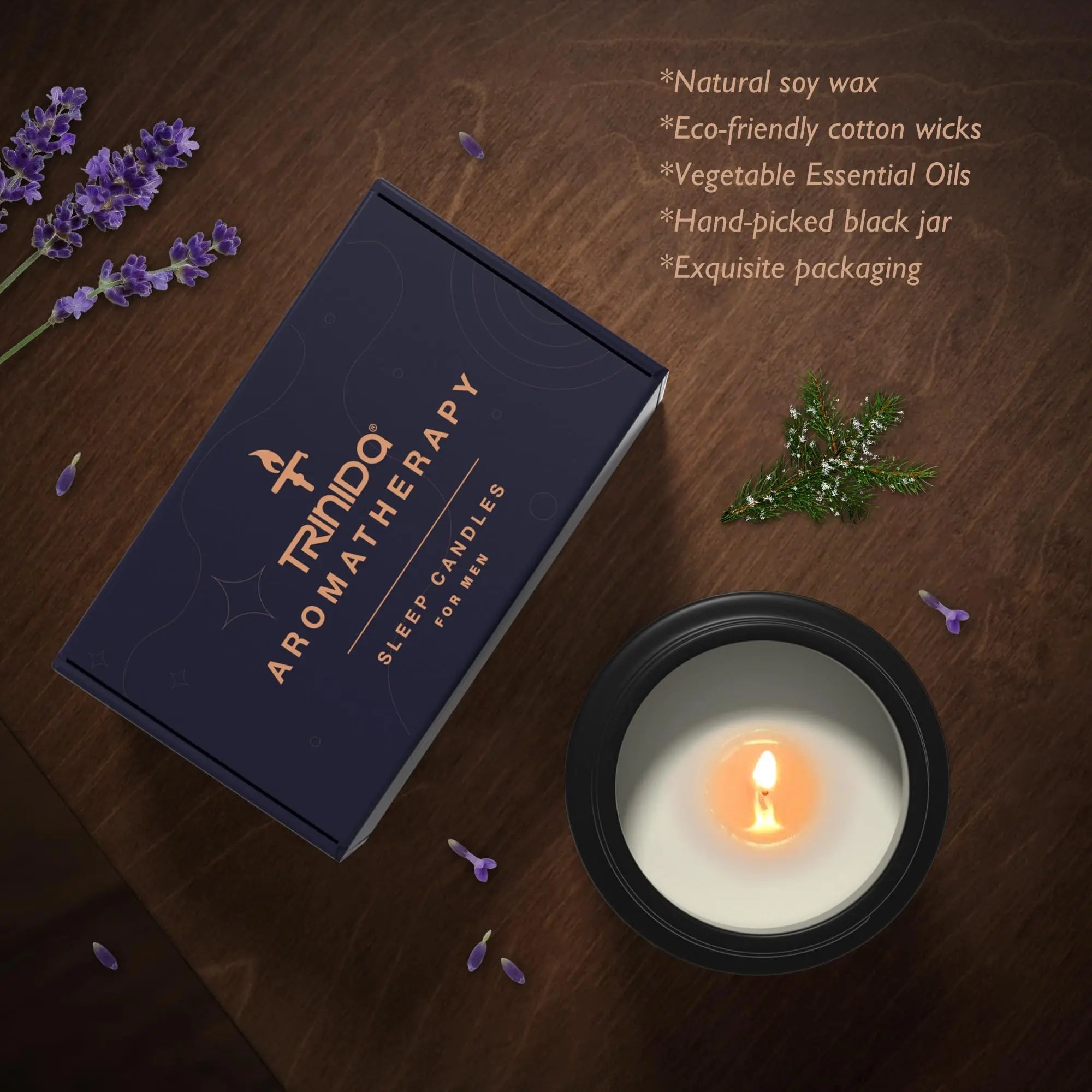 TRINIDa Large Sleep Scented Candles, Black Jar Natural Soy Candles for Home Scented, Candle Gift TRINIDa Au supplements