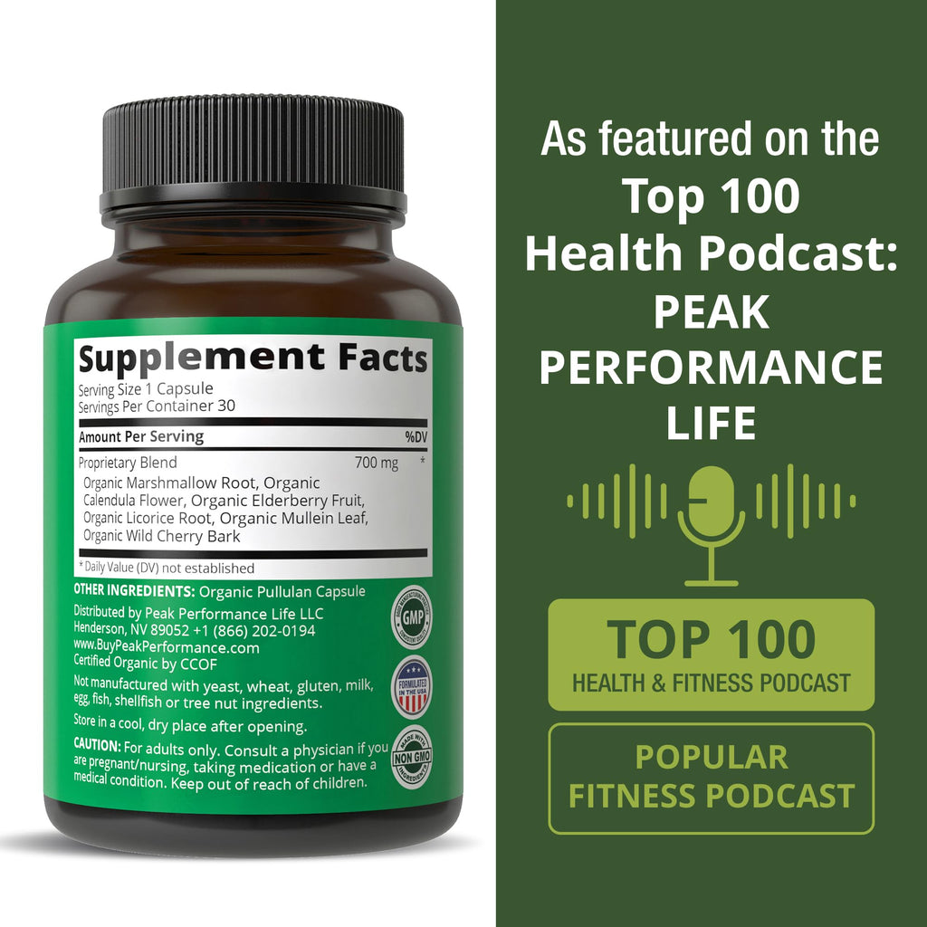 USDA Organic Lung Detox for Smokers and Non Smokers with 6 Top Ingredients. Mullein Leaf, Marshmallow Root, Calendula. Lungs Cleanse for Better Respiratory Health. Lung Support Capsules Supplement Peak Performance Au supplements