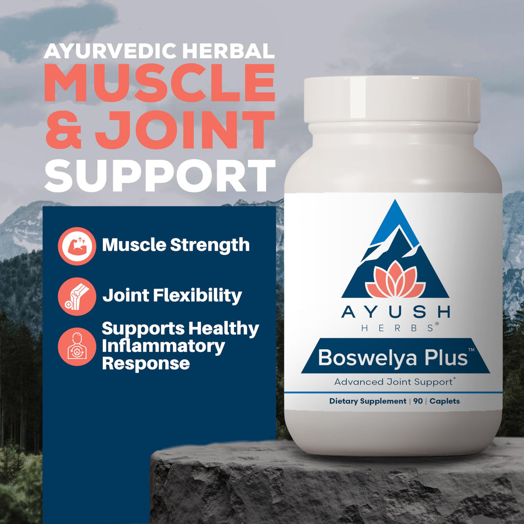 Ayush Herbs Boswelya Plus - Glucosamine Chondroitin Joint Support Supplement, Turmeric Muscle Support for Men & Women, Joint Care with Curcumin - 90 Vegetarian Capsules (1 Count) Ayush Herbs Au supplements